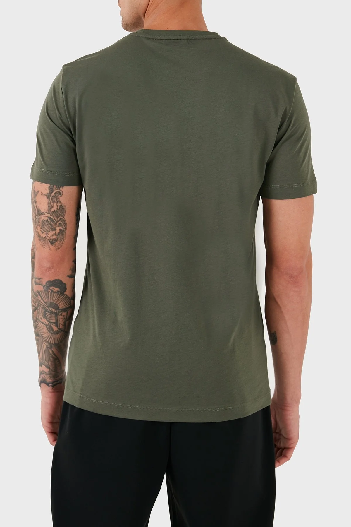 EA7 Pamuklu Slim Fit Bisiklet Yaka Logolu Erkek T Shirt 7M000007 AF10170 U8100 HAKİ - 2