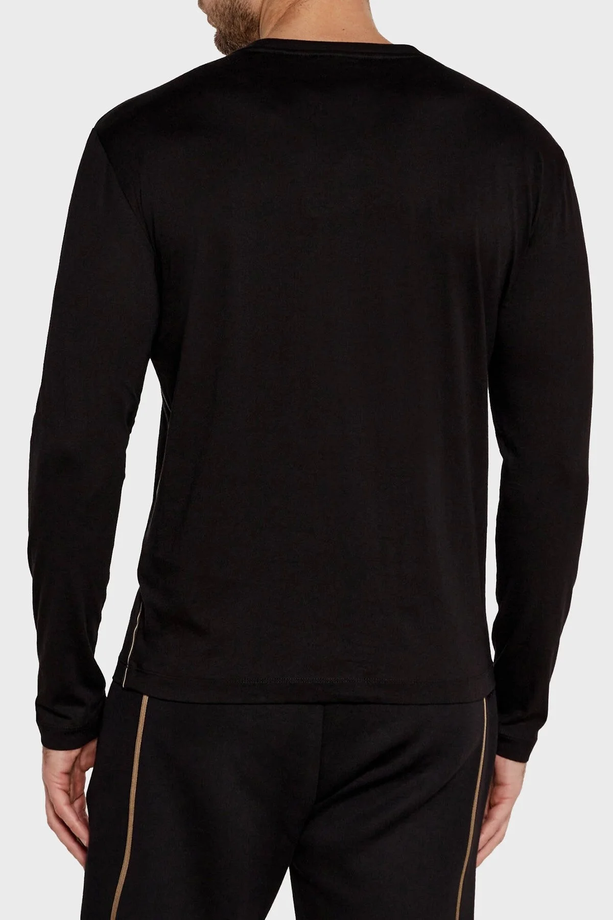 EA7 Pamuklu Slim Fit Bisiklet Yaka Uzun Kollu Erkek T Shirt 7M000008 AF10170 UC001 SİYAH - 3