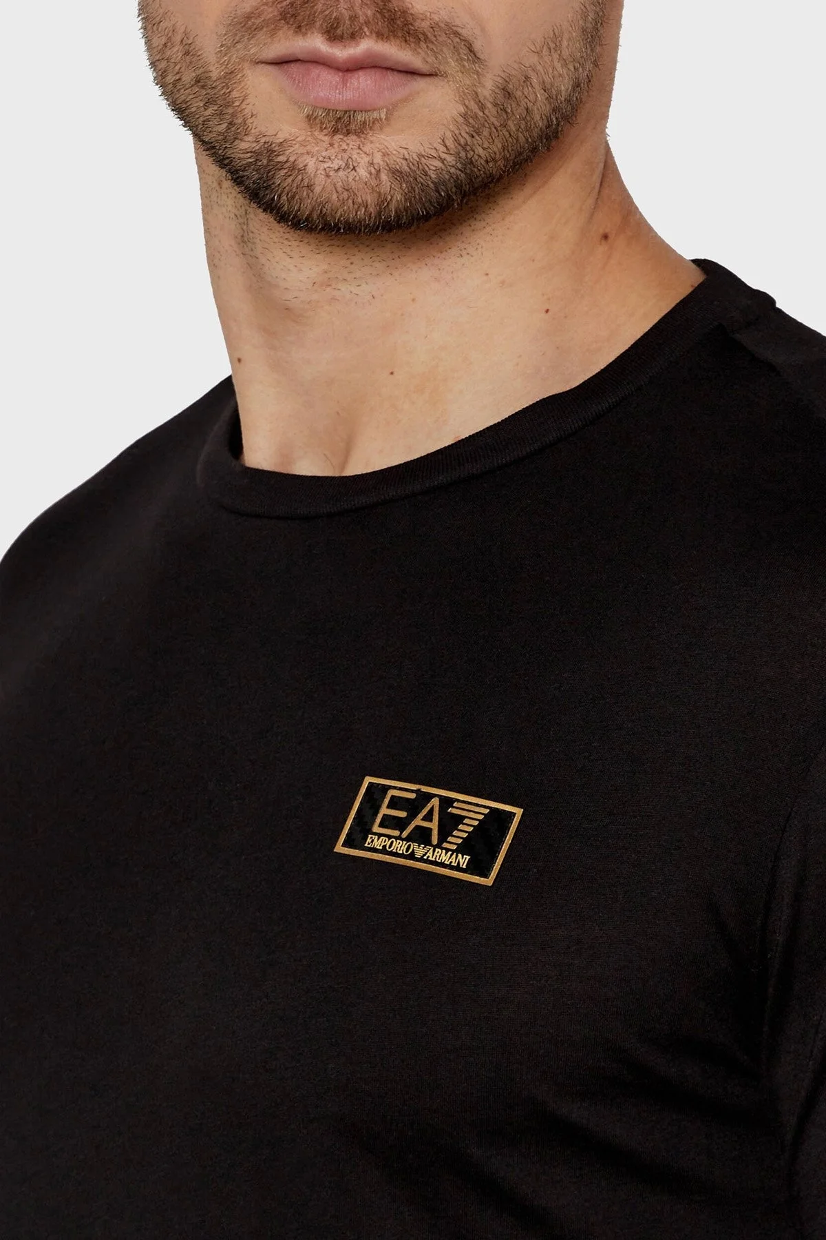 EA7 Pamuklu Slim Fit Bisiklet Yaka Uzun Kollu Erkek T Shirt 7M000008 AF10170 UC001 SİYAH - 4