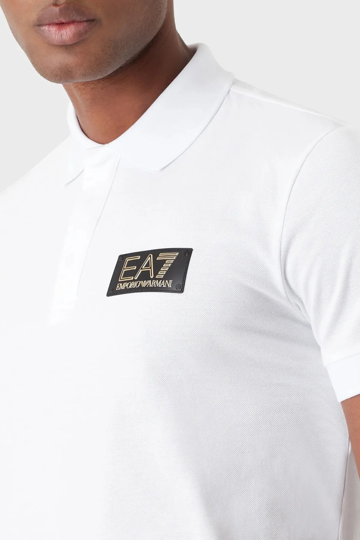 EA7 Pamuklu Slim Fit Düğmeli Erkek Polo T Shirt 3RPF01 PJ5AZ 1100 BEYAZ - 2