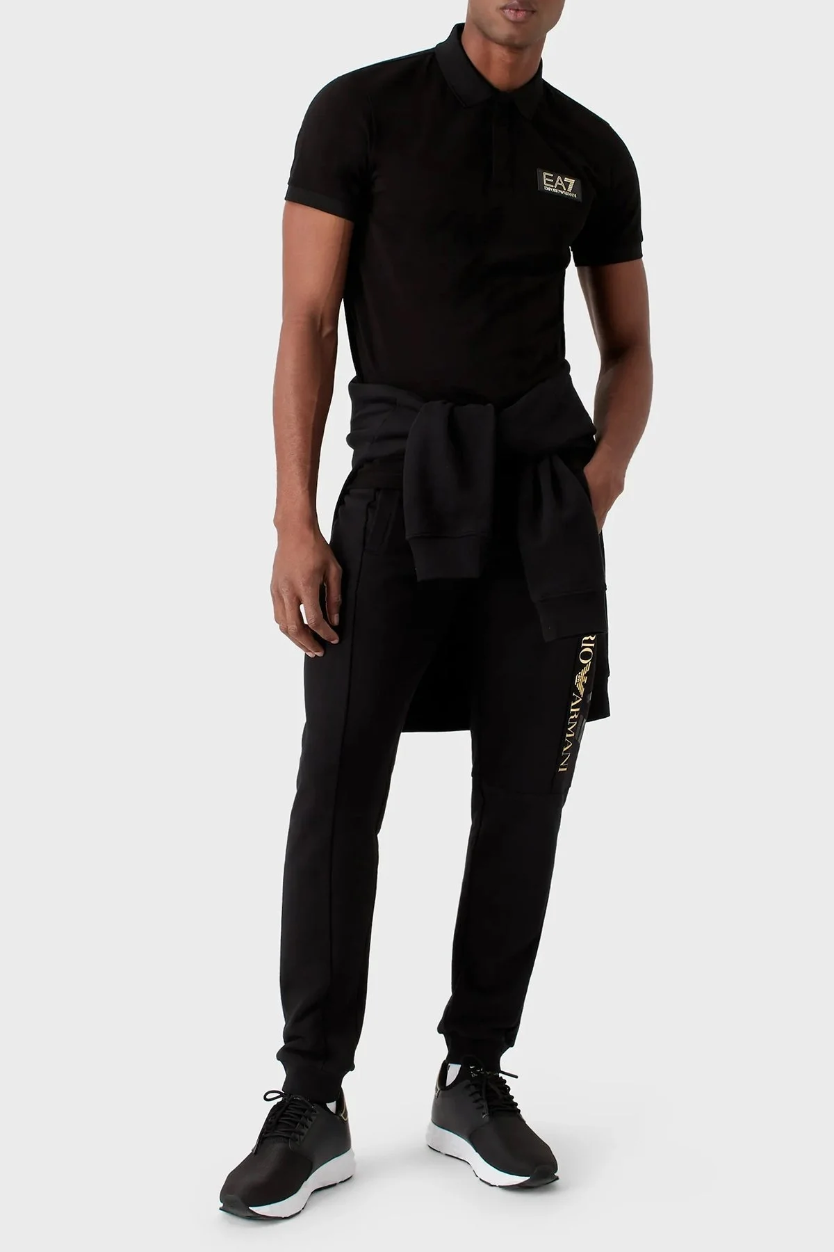 EA7 Pamuklu Slim Fit Düğmeli Erkek Polo T Shirt 3RPF01 PJ5AZ 1200 SİYAH - 2