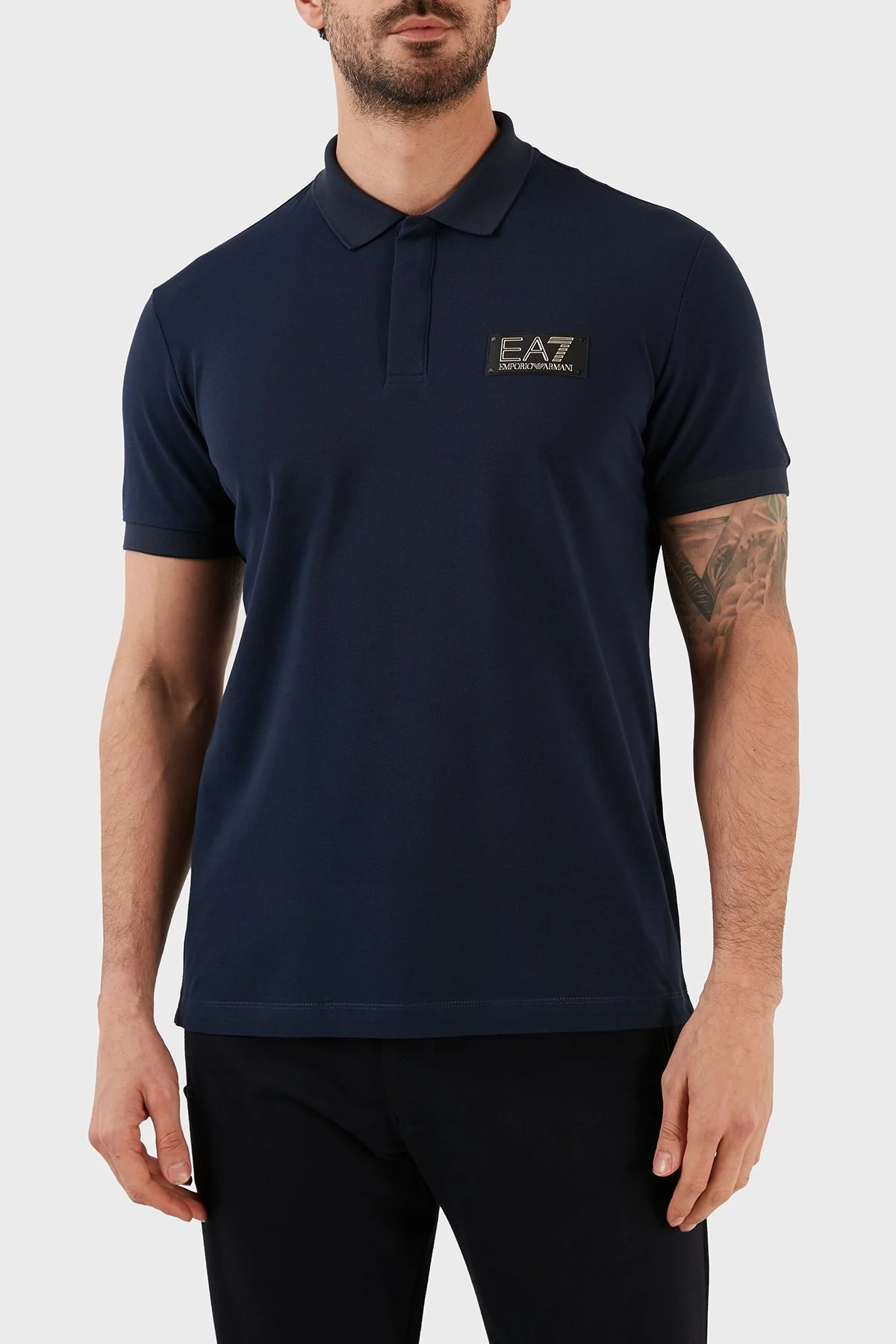 EA7 Pamuklu Slim Fit Düğmeli Erkek Polo T Shirt 3RPF01 PJ5AZ 1554 LACİVERT - 1