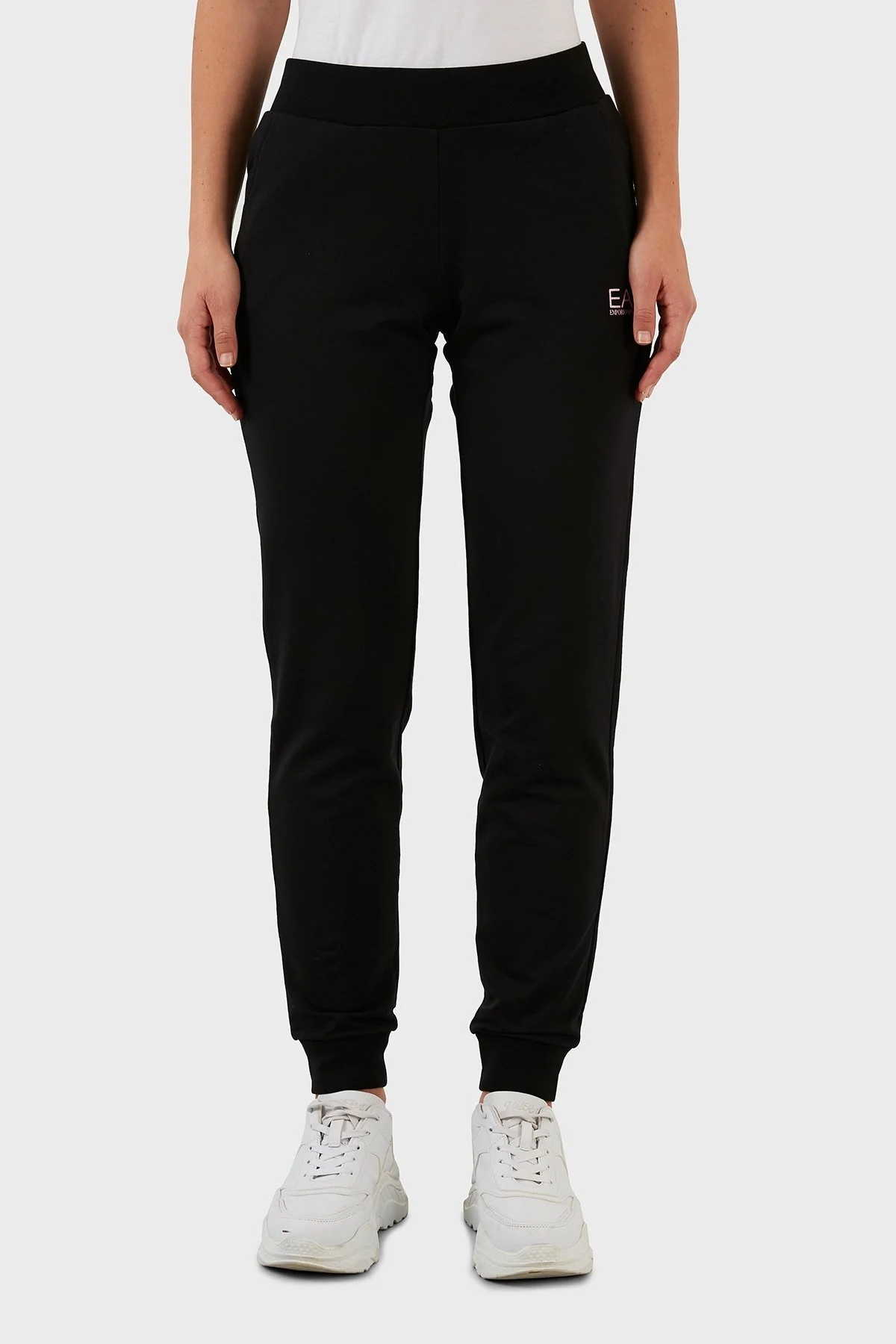 EA7 Pamuklu Slim Fit Fermuarlı Kapüşonlu Eşofman Takım Bayan Eşofman Takımı 6LTV67 TJEAZ 1200 SİYAH - 4