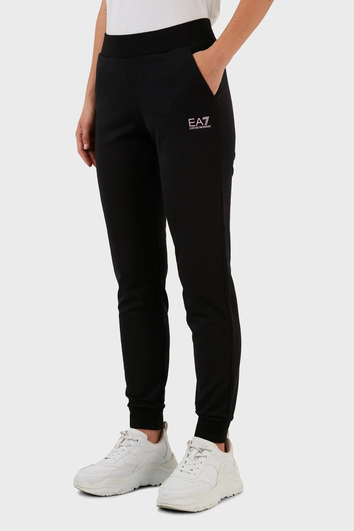 EA7 Pamuklu Slim Fit Fermuarlı Kapüşonlu Eşofman Takım Bayan Eşofman Takımı 6LTV67 TJEAZ 1200 SİYAH - 5