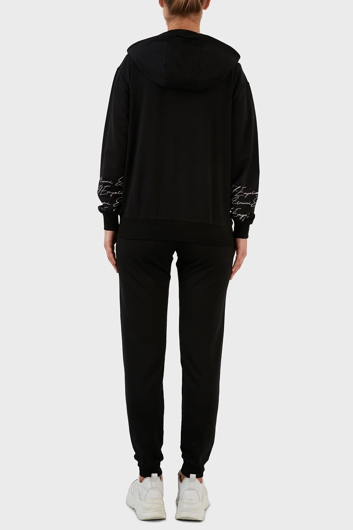 EA7 Pamuklu Slim Fit Fermuarlı Kapüşonlu Eşofman Takım Bayan Eşofman Takımı 6LTV67 TJEAZ 1200 SİYAH - 6