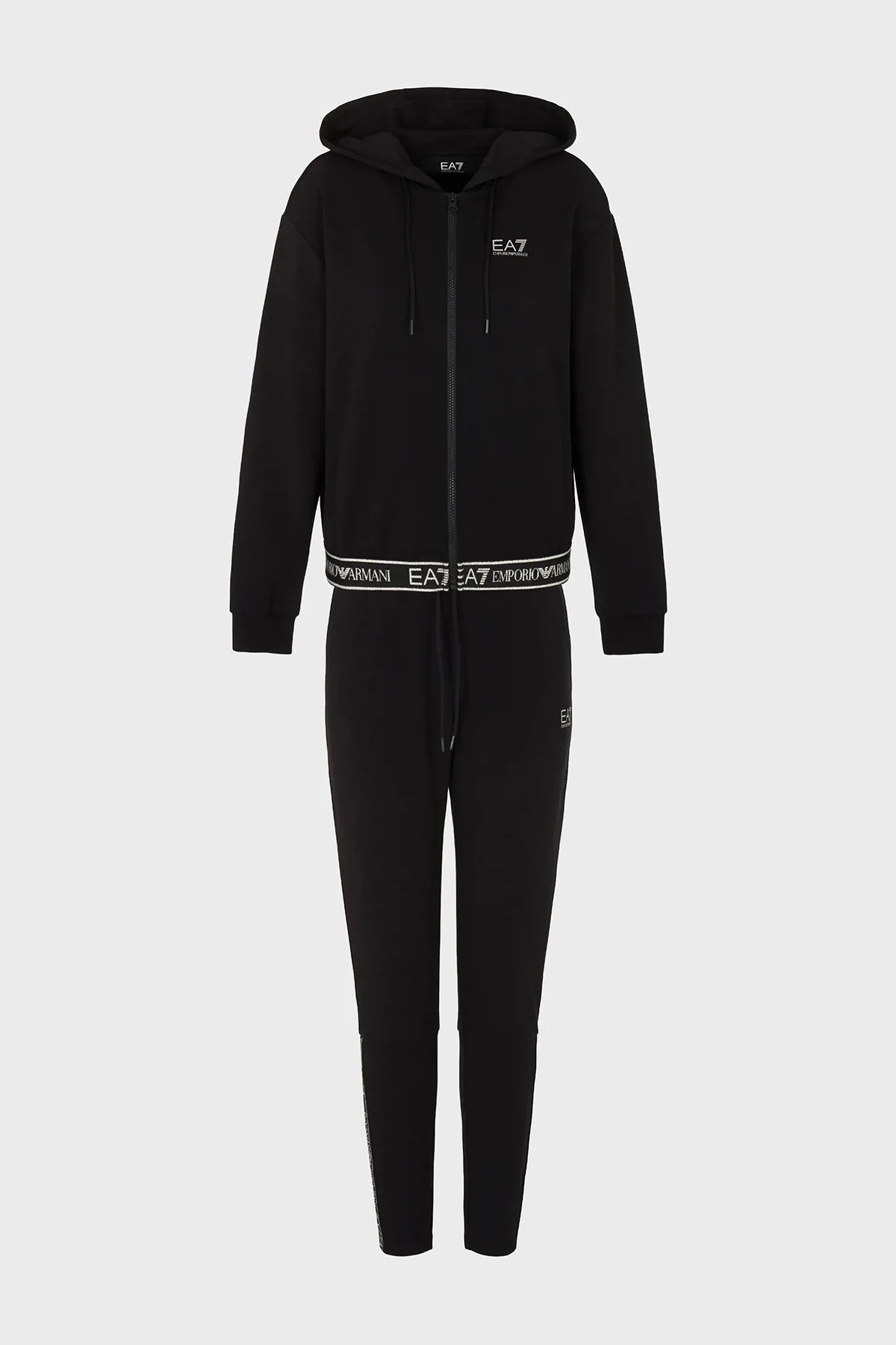 EA7 Pamuklu Slim Fit Kapüşonlu Bayan Eşofman Takımı 6RTV56 TJKWZ 1200 SİYAH - 5