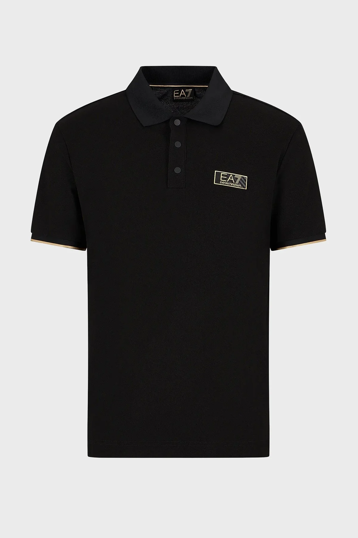 EA7 Polo Pamuklu Slim Fit Düğmeli Erkek Polo Yaka T Shirt 7M000022 AF10342 UC001 SİYAH - 9