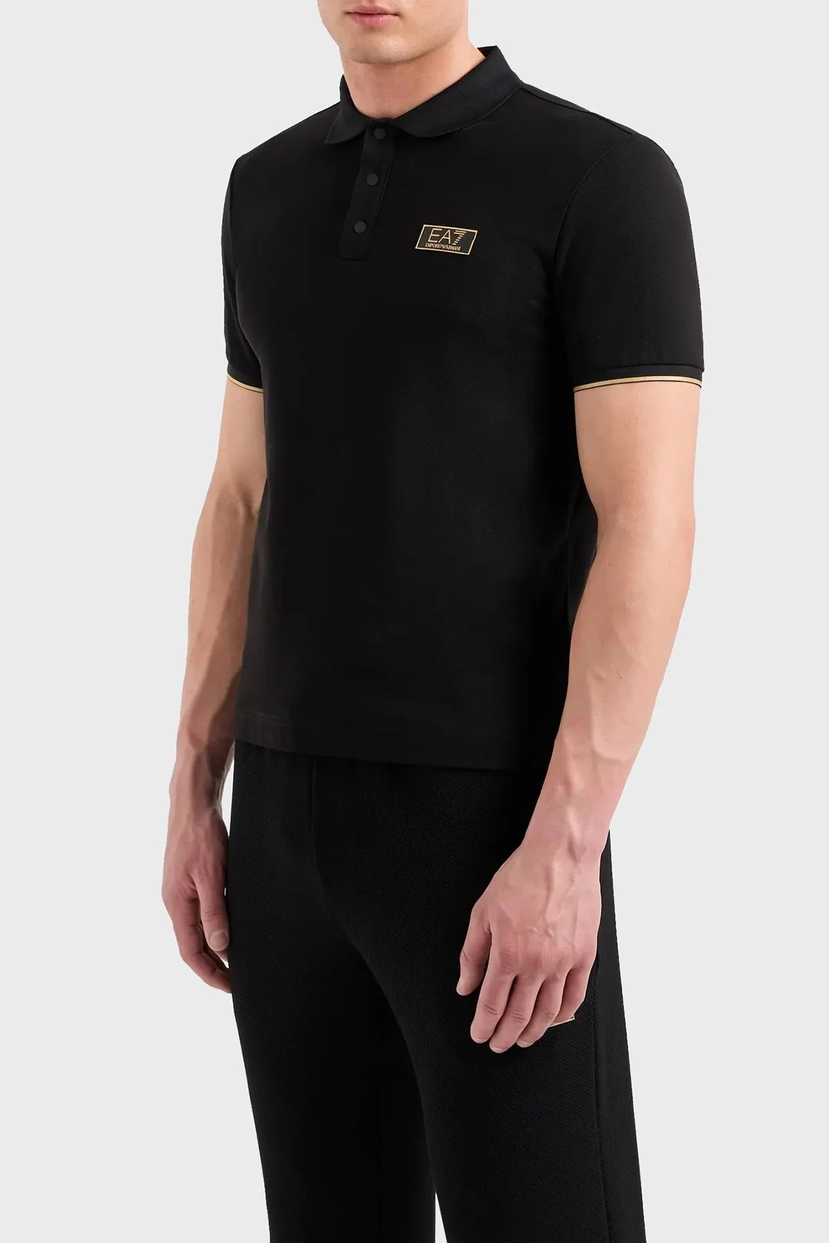 EA7 Polo Pamuklu Slim Fit Düğmeli Erkek Polo Yaka T Shirt 7M000022 AF10342 UC001 SİYAH - 11