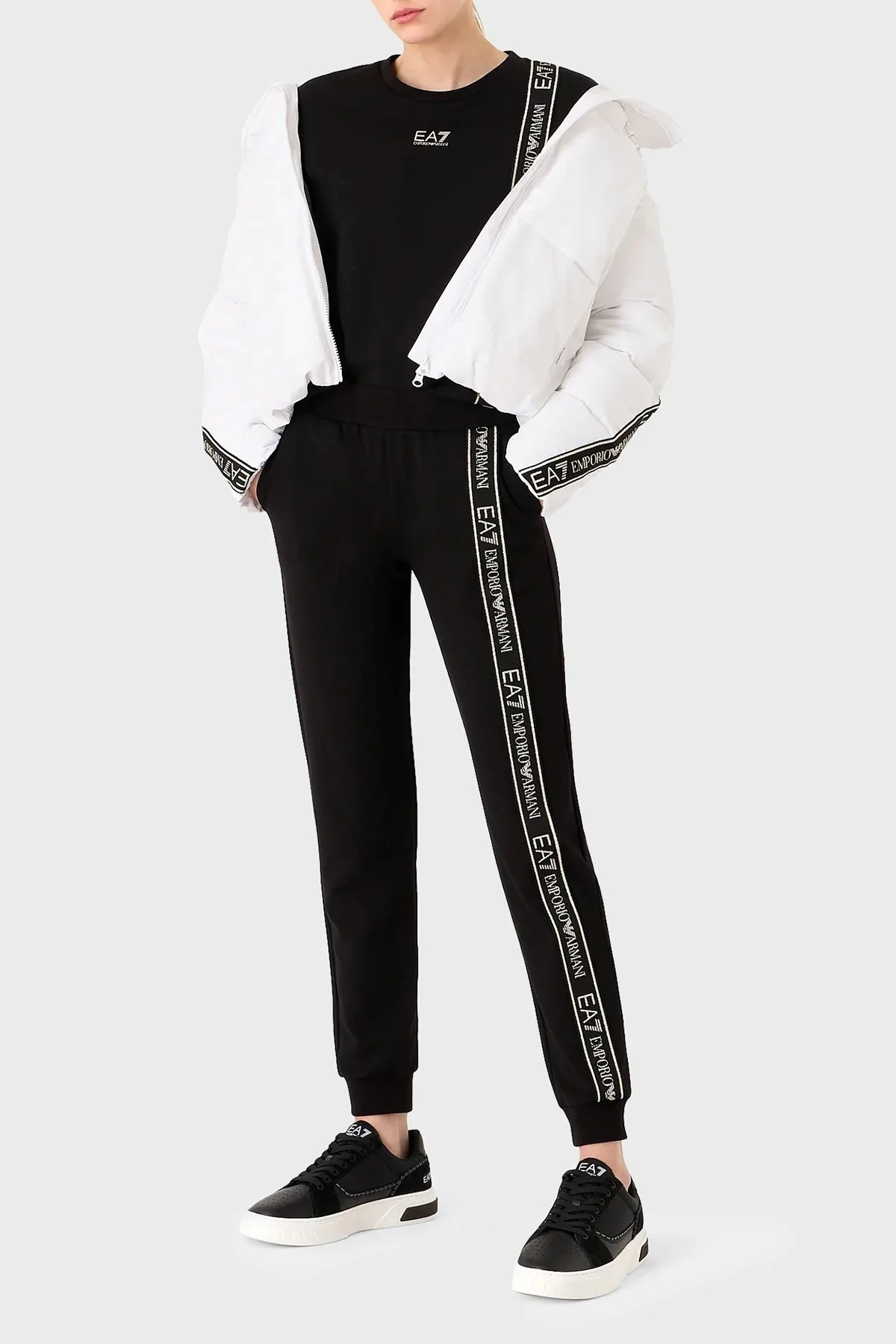 EA7 Regular Fit Bisiklet Yaka Bayan Sweat 6RTM25 TJKWZ 1200 SİYAH - 2