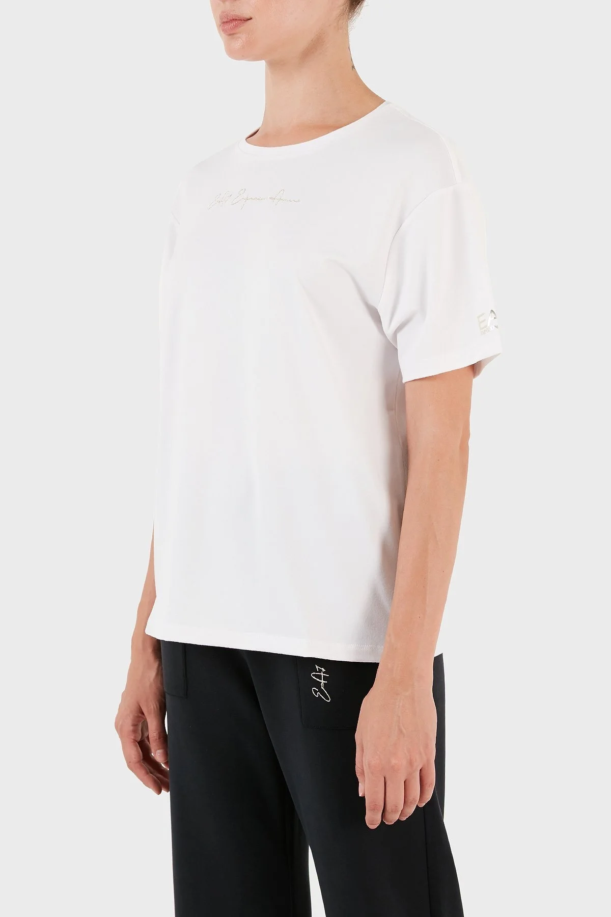 EA7 Regular Fit Bisiklet Yaka Bayan T Shirt 6RTT02 TJDFZ 1100 BEYAZ - 3