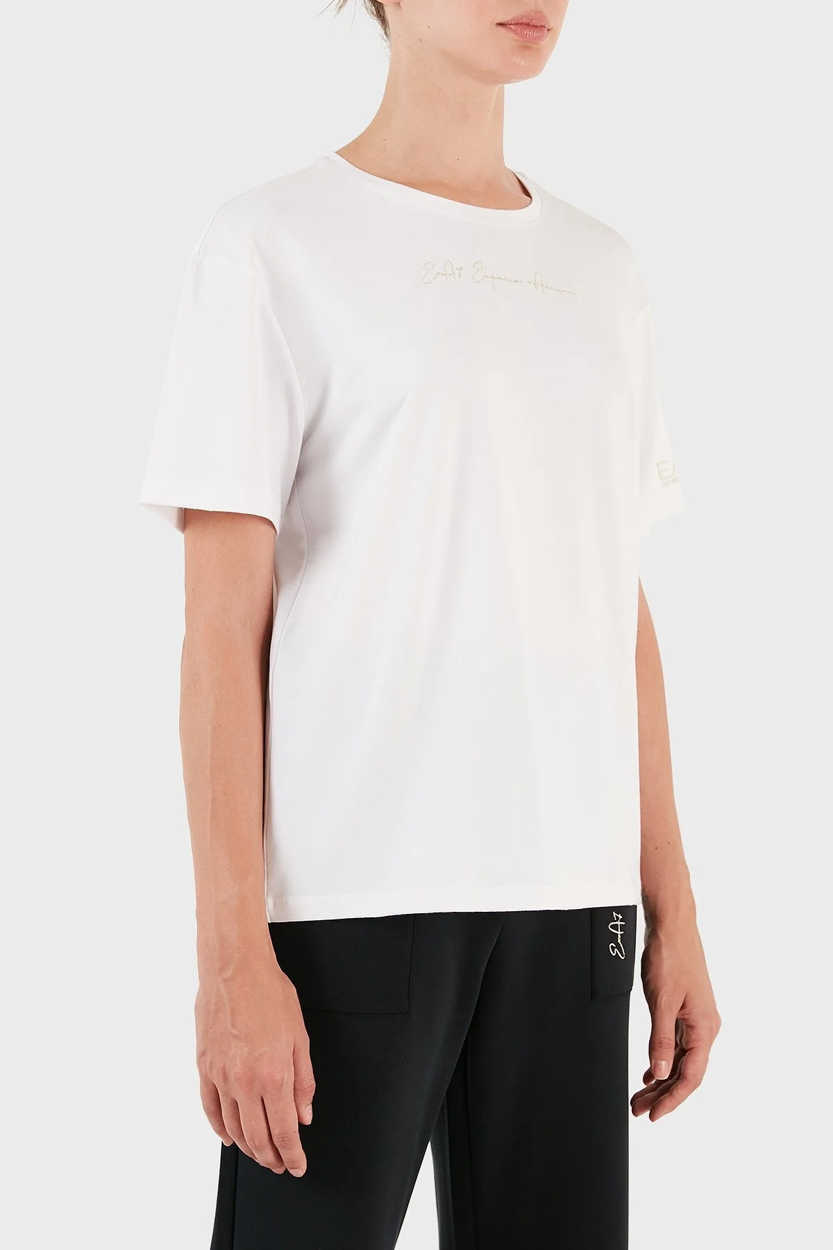 EA7 Regular Fit Bisiklet Yaka Bayan T Shirt 6RTT02 TJDFZ 1100 BEYAZ - 4