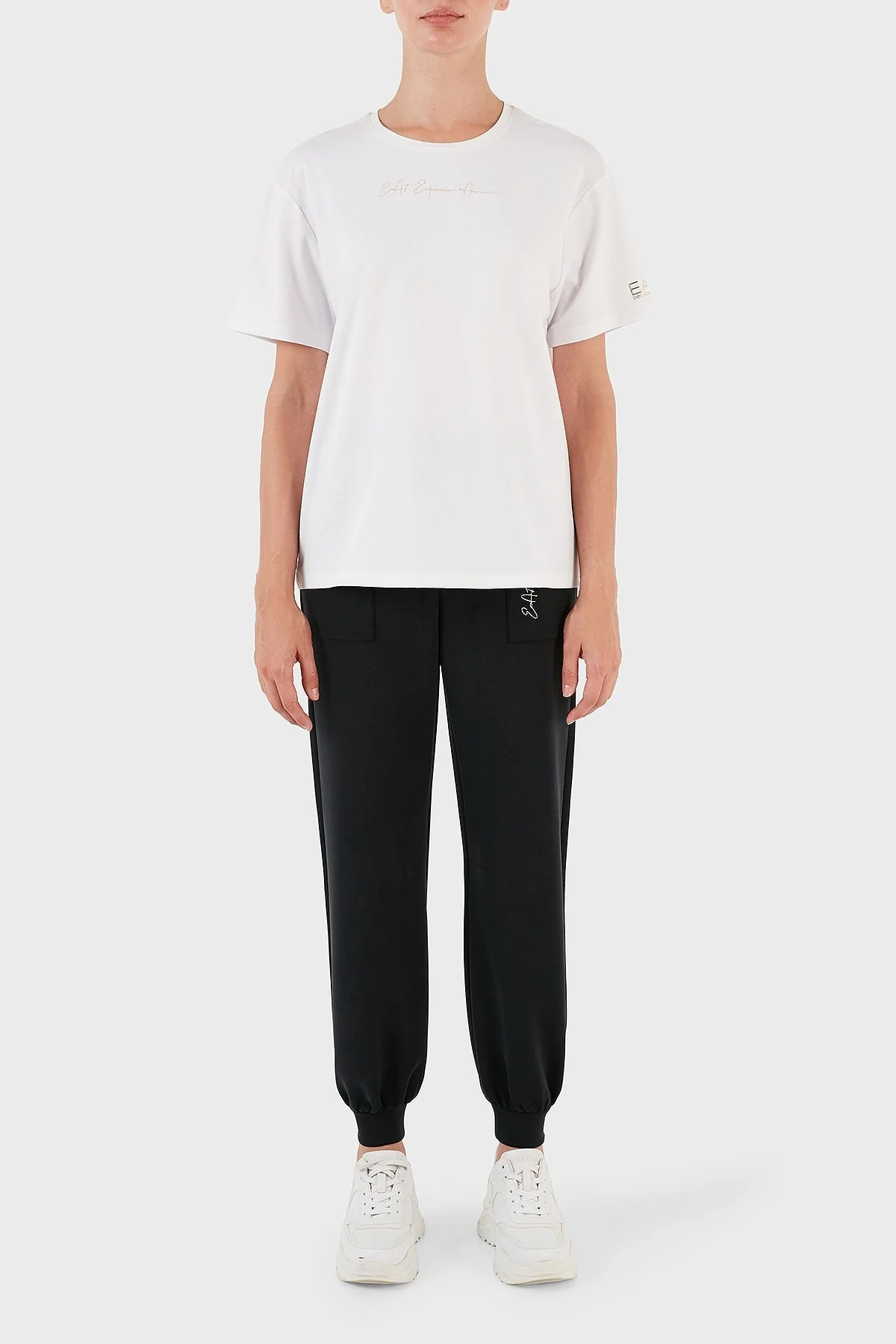 EA7 Regular Fit Bisiklet Yaka Bayan T Shirt 6RTT02 TJDFZ 1100 BEYAZ - 5