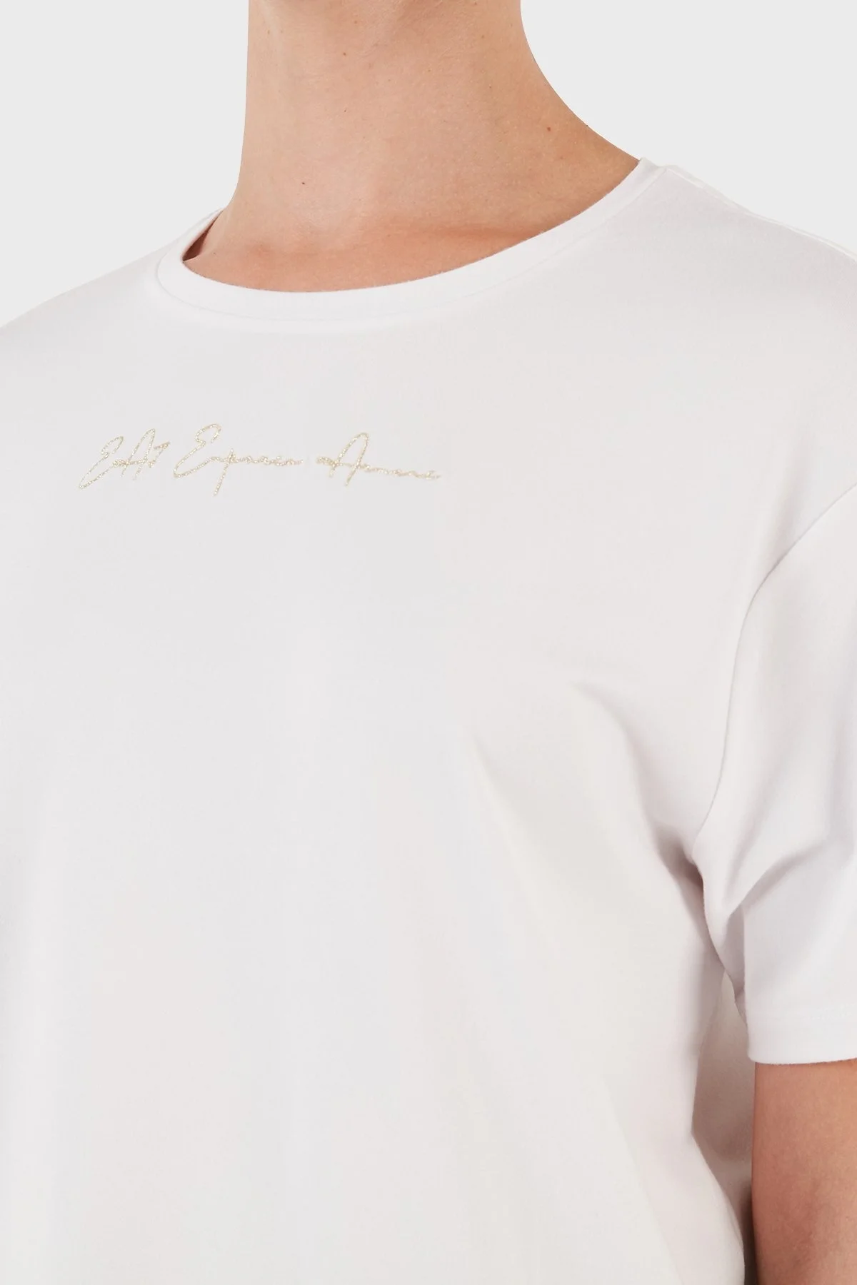 EA7 Regular Fit Bisiklet Yaka Bayan T Shirt 6RTT02 TJDFZ 1100 BEYAZ - 6