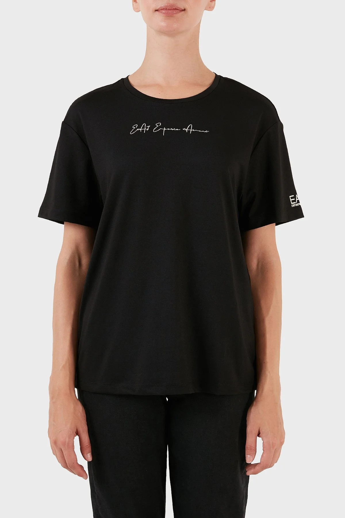 EA7 Regular Fit Bisiklet Yaka Bayan T Shirt 6RTT02 TJDFZ 1200 SİYAH - 1
