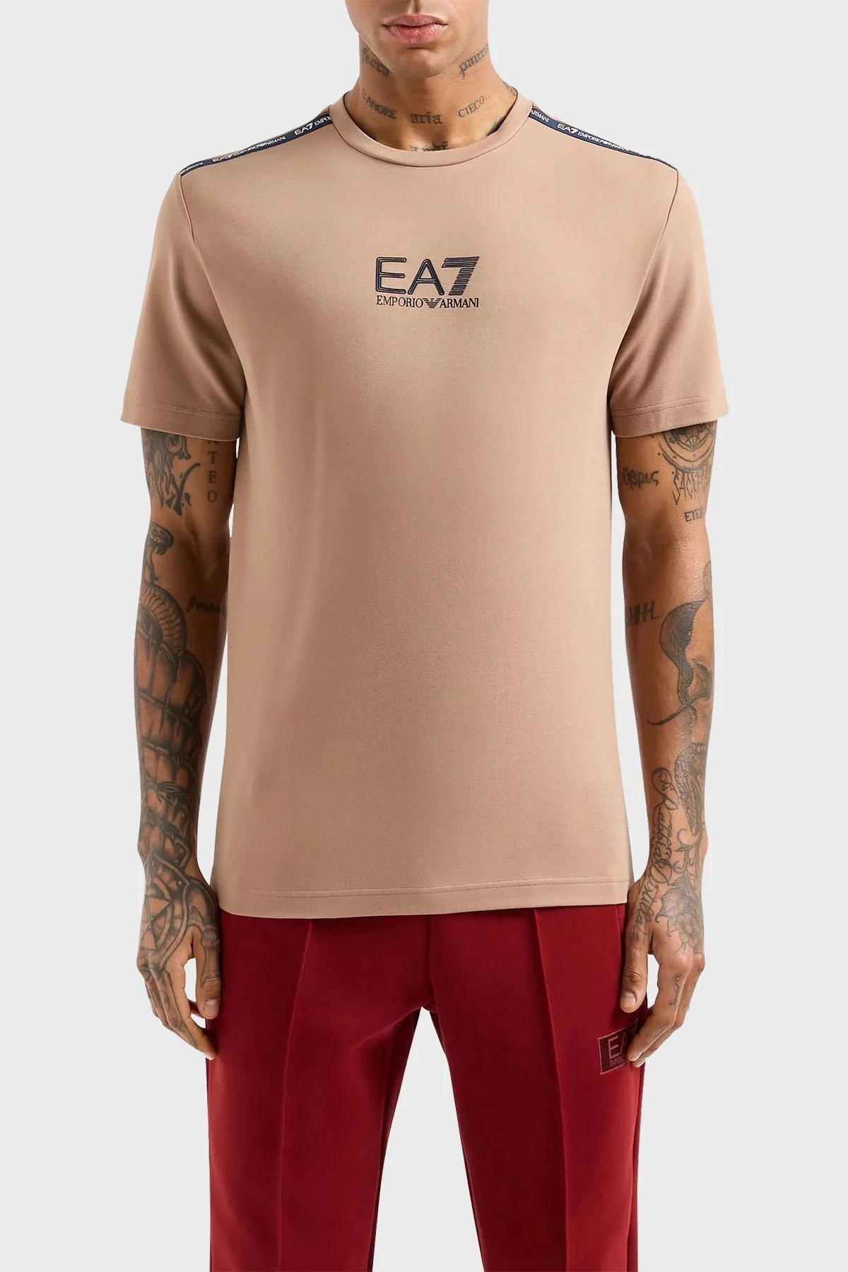 EA7 Regular Fit Bisiklet Yaka Erkek T Shirt 6DPT10 PJTMZ 1745 TOPRAK - 1