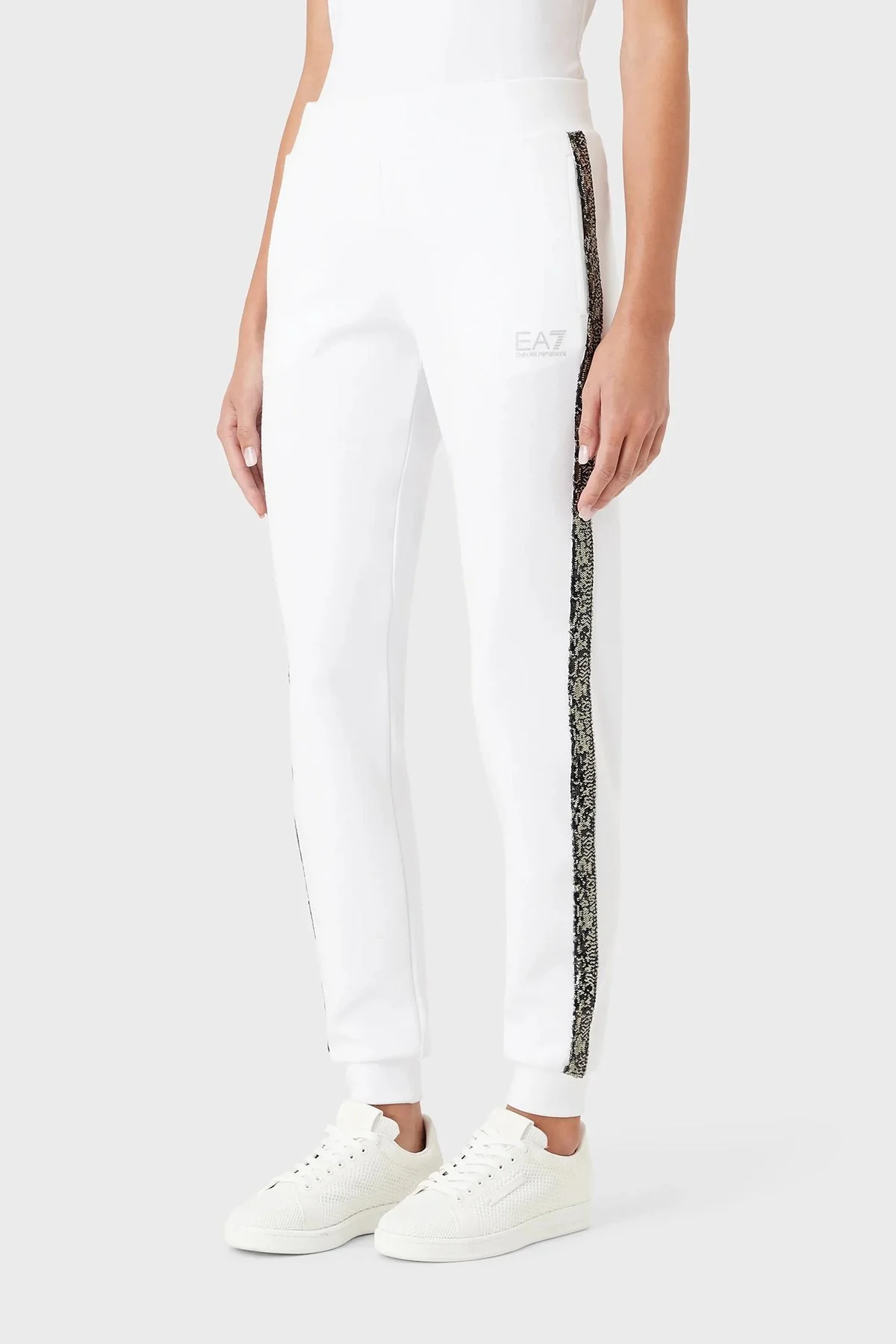 EA7 Regular Fit Cepli Jogger Spor Bayan Pantolon 3RTP73 TJLQZ 1100 BEYAZ - 1