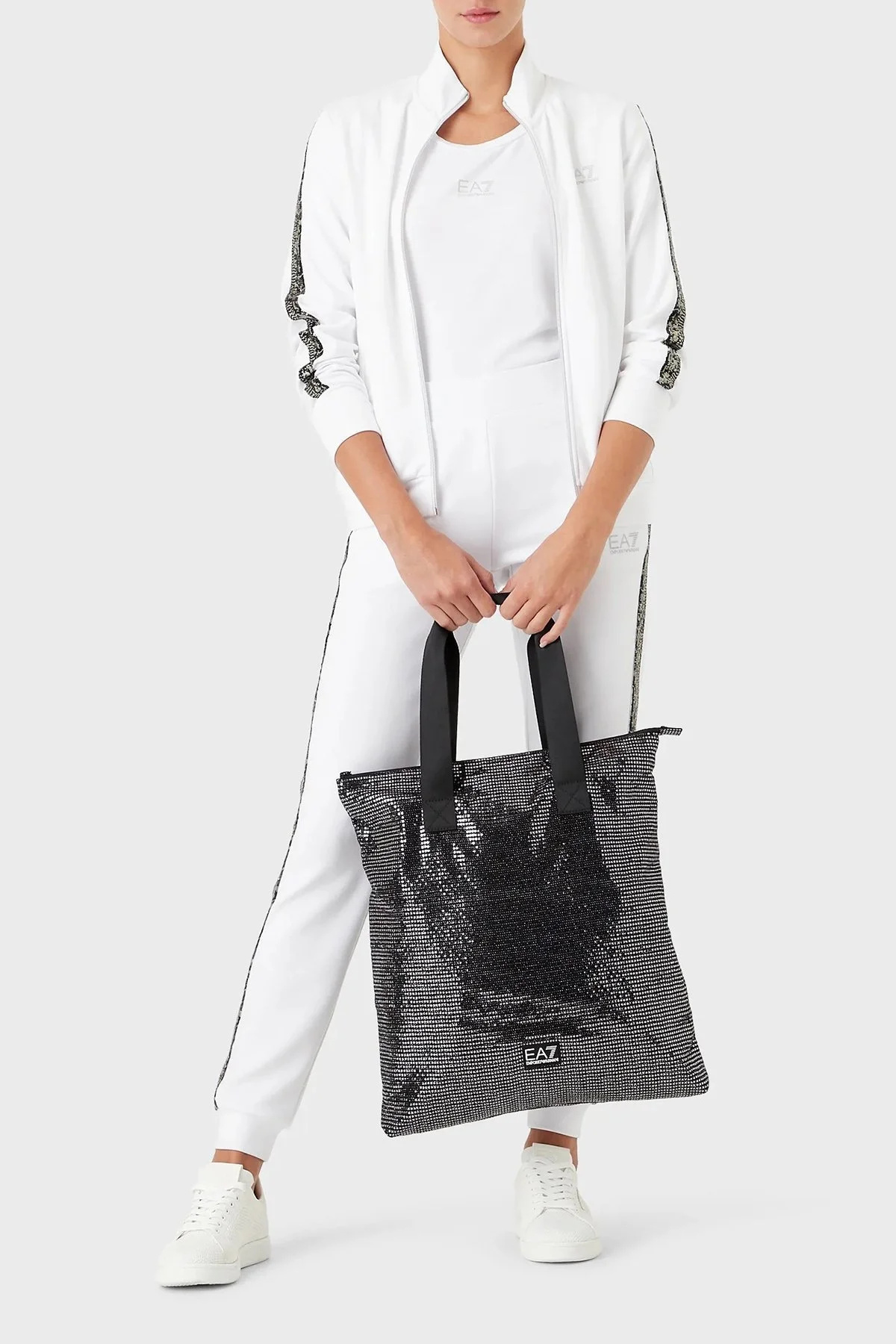 EA7 Regular Fit Cepli Jogger Spor Bayan Pantolon 3RTP73 TJLQZ 1100 BEYAZ - 2