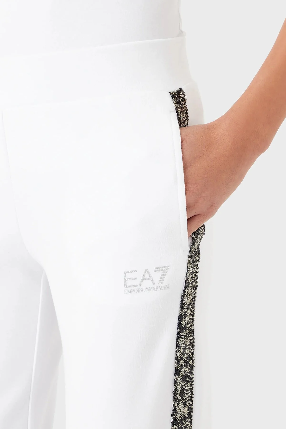 EA7 Regular Fit Cepli Jogger Spor Bayan Pantolon 3RTP73 TJLQZ 1100 BEYAZ - 3