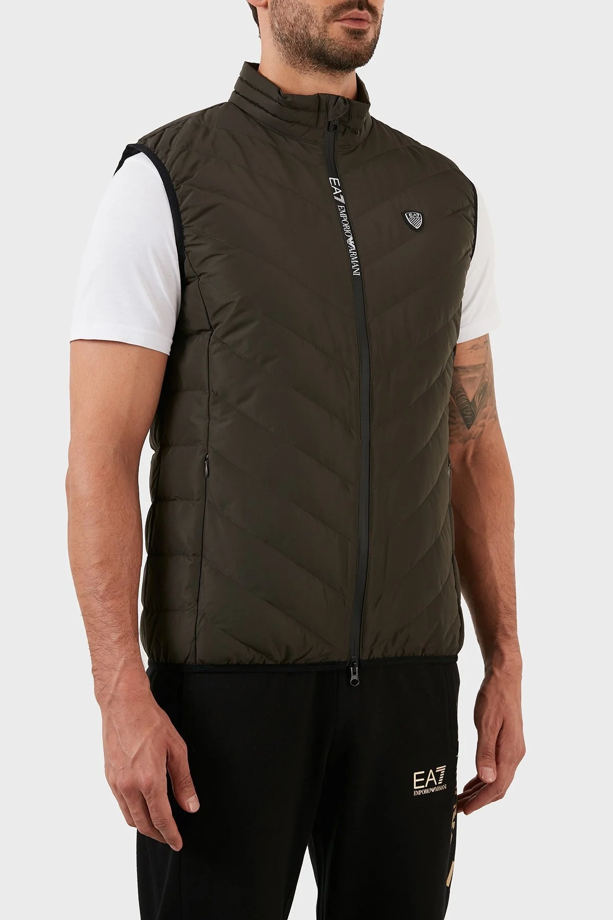 EA7 Regular Fit Cepli Ördek ve Kuş Tüyü Dolgulu Dik Yaka Erkek Yelek 8NPQ03 PNE1Z 1866 HAKİ - 2