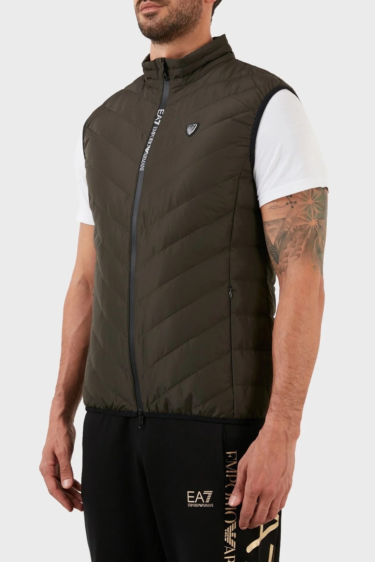 EA7 Regular Fit Cepli Ördek ve Kuş Tüyü Dolgulu Dik Yaka Erkek Yelek 8NPQ03 PNE1Z 1866 HAKİ - 3