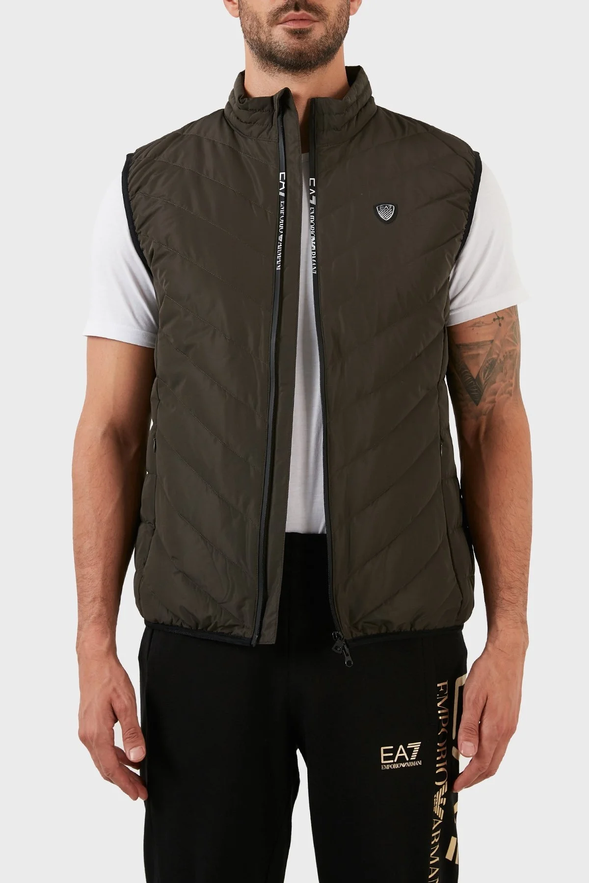 EA7 Regular Fit Cepli Ördek ve Kuş Tüyü Dolgulu Dik Yaka Erkek Yelek 8NPQ03 PNE1Z 1866 HAKİ - 4