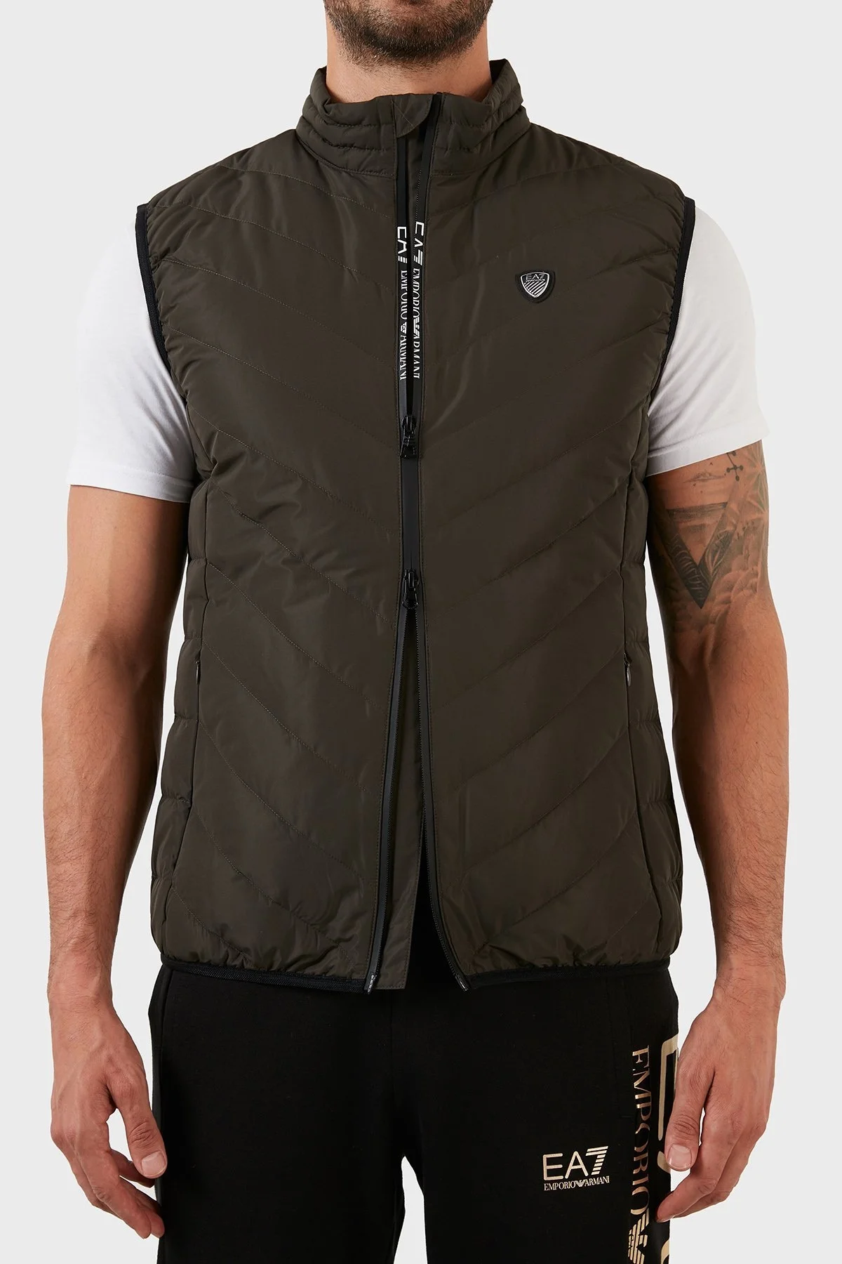 EA7 Regular Fit Cepli Ördek ve Kuş Tüyü Dolgulu Dik Yaka Erkek Yelek 8NPQ03 PNE1Z 1866 HAKİ - 7