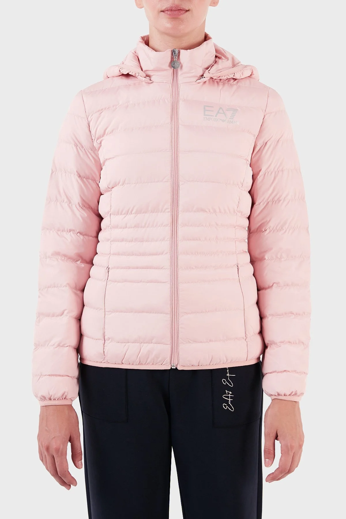 EA7 Regular Fit Çıkarılabilir Kapüşonlu Bayan Mont 8NTB23 TNF8Z 1418 PUDRA - 1