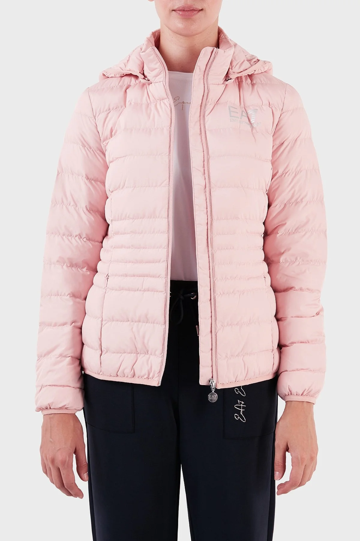 EA7 Regular Fit Çıkarılabilir Kapüşonlu Bayan Mont 8NTB23 TNF8Z 1418 PUDRA - 4