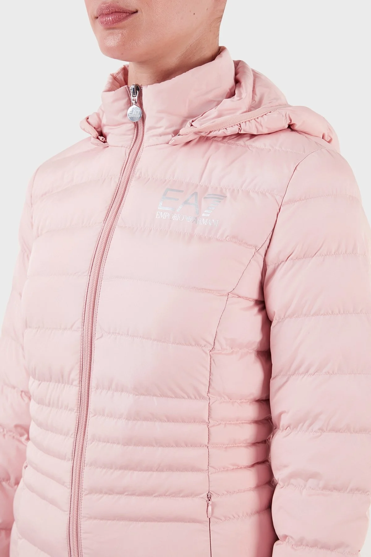 EA7 Regular Fit Çıkarılabilir Kapüşonlu Bayan Mont 8NTB23 TNF8Z 1418 PUDRA - 7