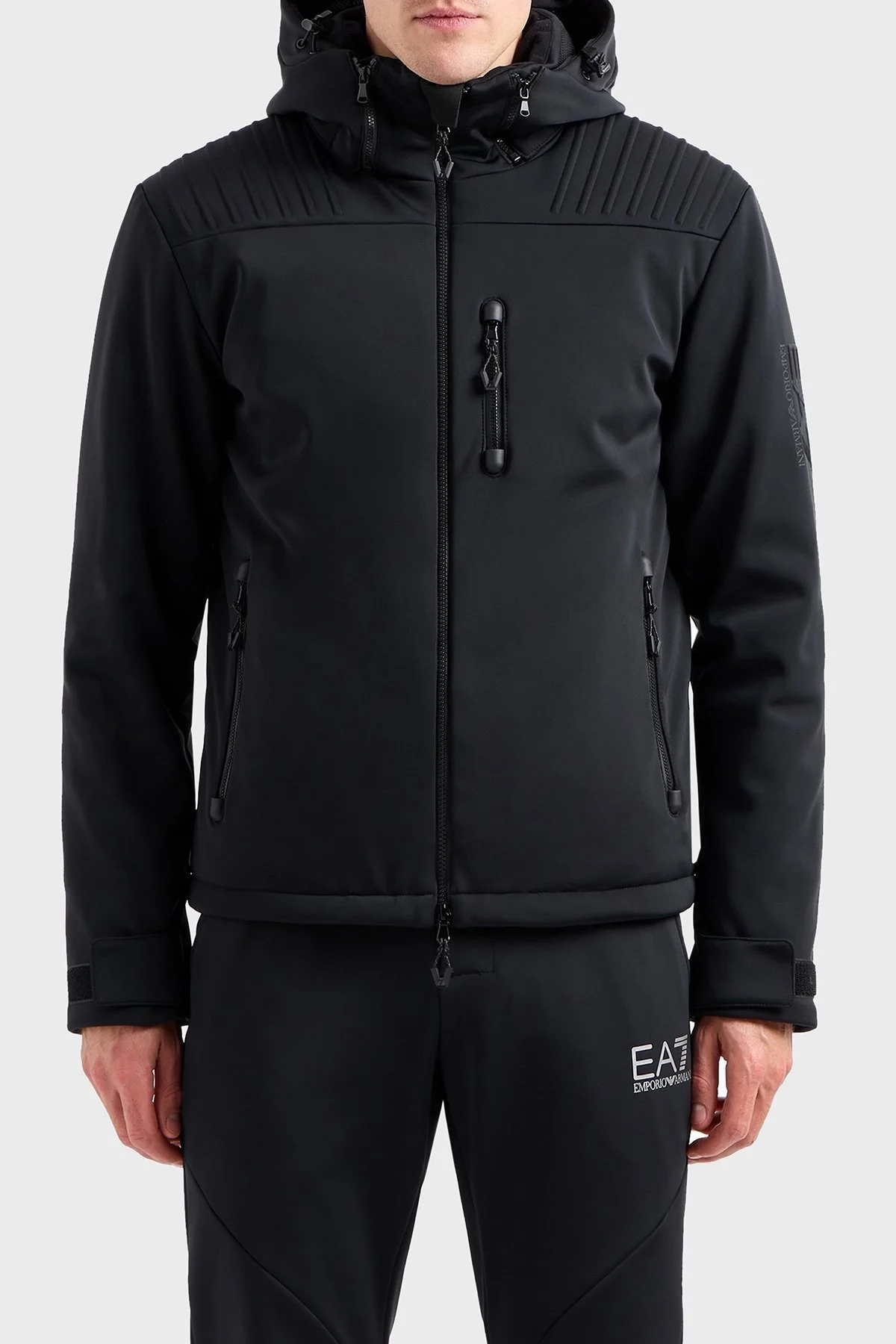EA7 Regular Fit Çıkarılabilir Kapüşonlu Erkek Mont 6DPG12 PN8HZ 1200 SİYAH - 1