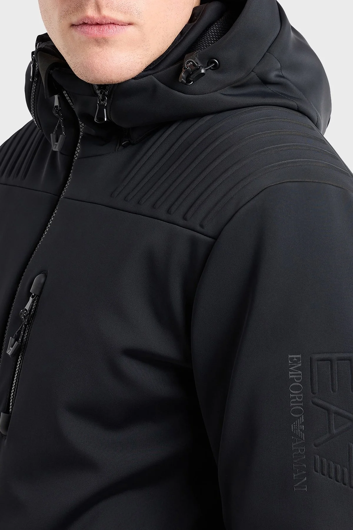EA7 Regular Fit Çıkarılabilir Kapüşonlu Erkek Mont 6DPG12 PN8HZ 1200 SİYAH - 4