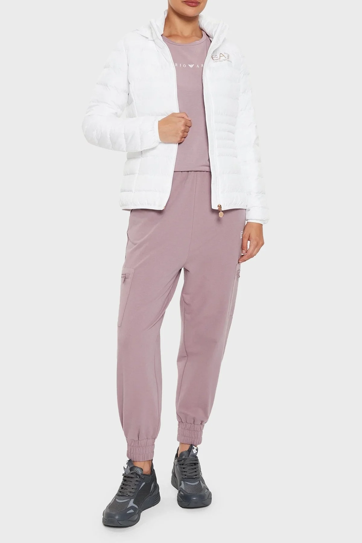 EA7 Regular Fit Çıkarılabilir Kapüşonlu Şişme Bayan Mont 8NTB23 TNF8Z 0104 BEYAZ - 3