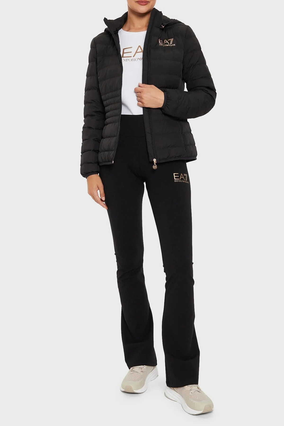 EA7 Regular Fit Çıkarılabilir Kapüşonlu Şişme Bayan Mont 8NTB23 TNF8Z 0210 SİYAH - 2