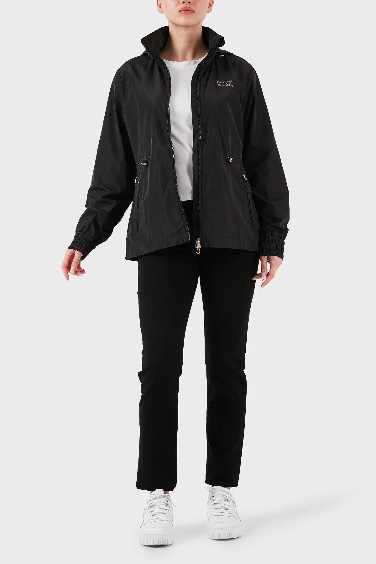 EA7 Regular Fit Dik Yaka Rüzgar Geçirmez Logolu Bayan Ceket 7W000093 AF12454 UC001 SİYAH - 2