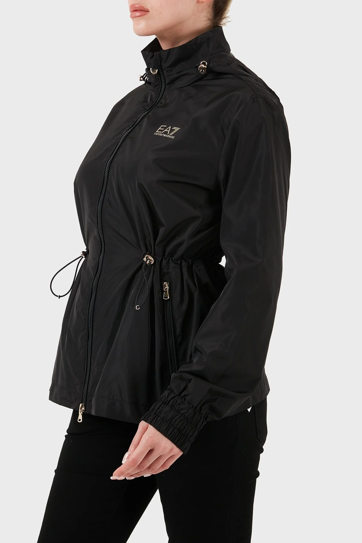 EA7 Regular Fit Dik Yaka Rüzgar Geçirmez Logolu Bayan Ceket 7W000093 AF12454 UC001 SİYAH - 5