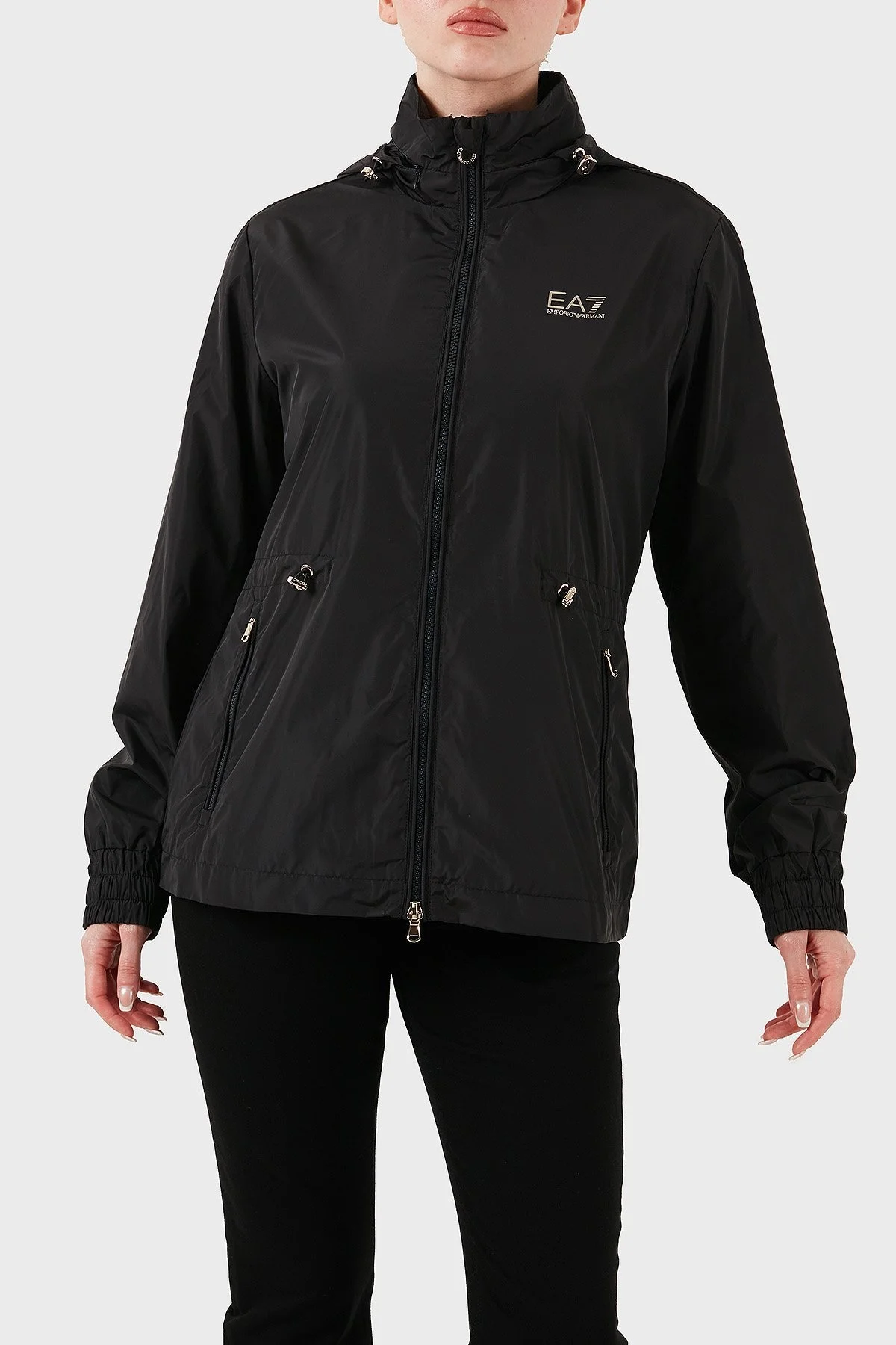 EA7 Regular Fit Dik Yaka Rüzgar Geçirmez Logolu Bayan Ceket 7W000093 AF12454 UC001 SİYAH - 6