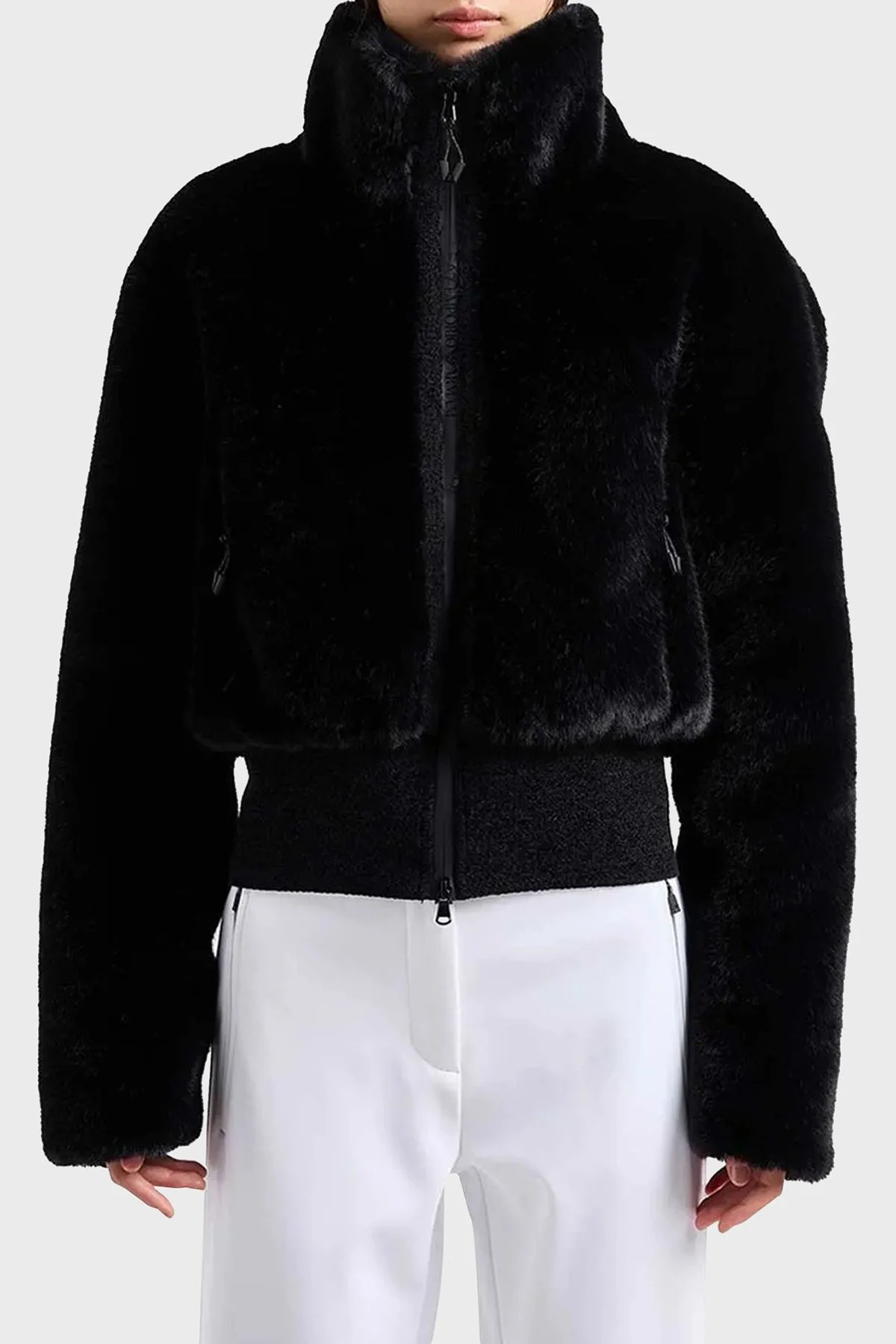 EA7 Regular Fit Dik Yaka Yumuşak Tüylü Bayan Mont 6DTB01 TN2ZZ 1200 SİYAH - 1