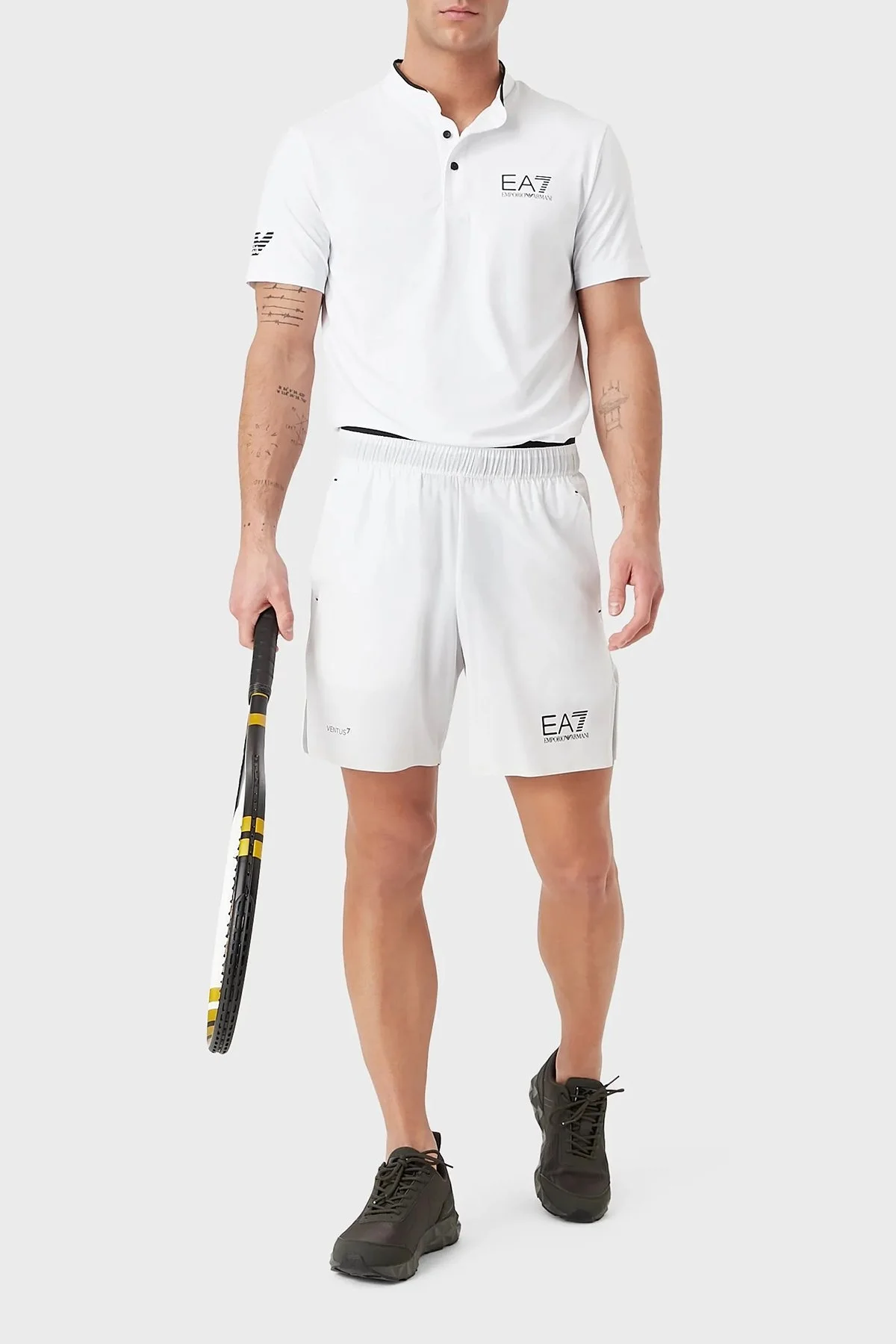 EA7 Regular Fit Düğmeli Sıfır Yaka Erkek T Shirt 8NPT21 PJEMZ 1100 BEYAZ - 2