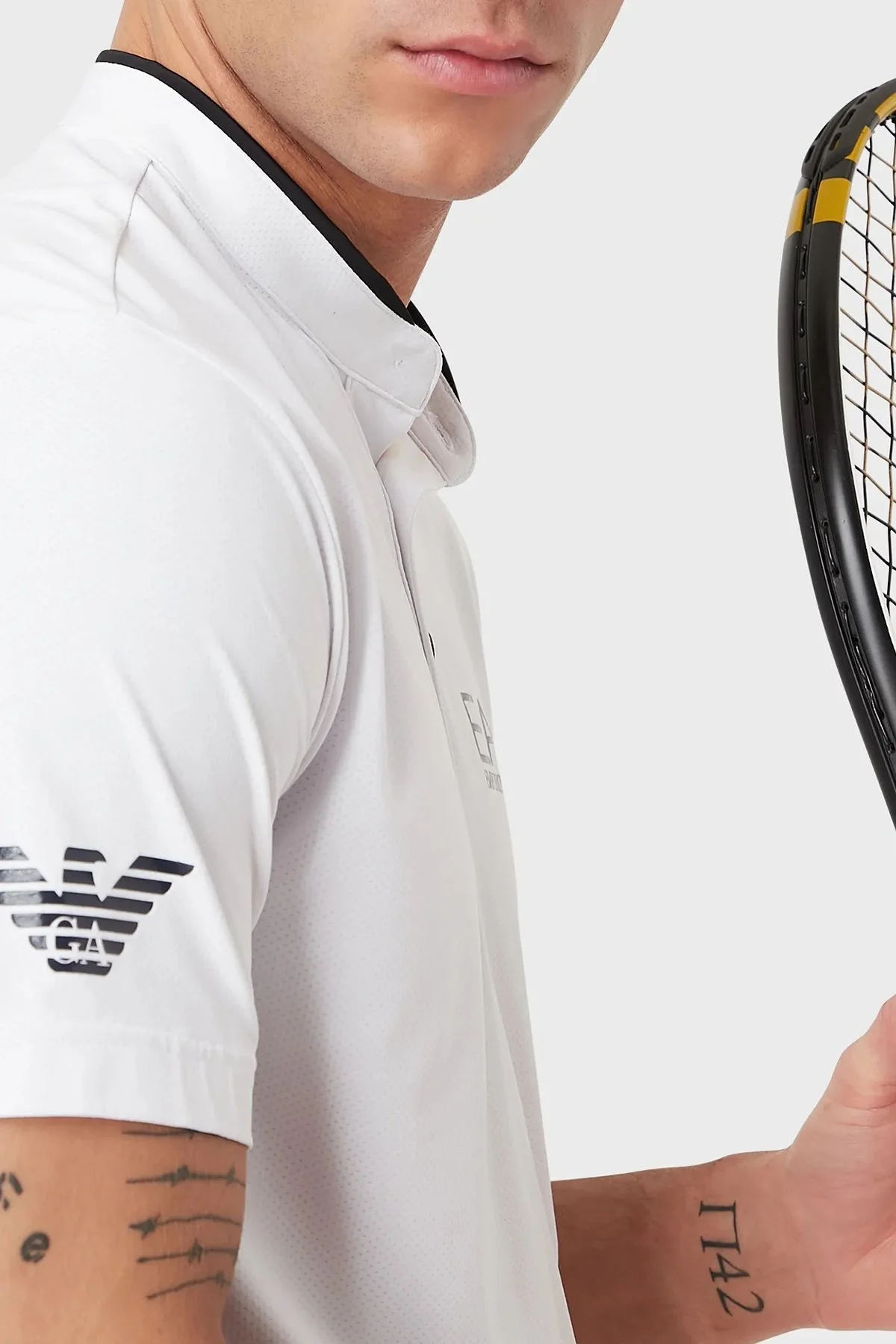 EA7 Regular Fit Düğmeli Sıfır Yaka Erkek T Shirt 8NPT21 PJEMZ 1100 BEYAZ - 3