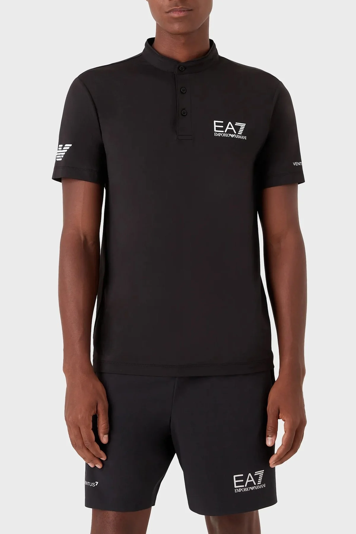 EA7 Regular Fit Düğmeli Sıfır Yaka Erkek T Shirt 8NPT21 PJEMZ 1200 SİYAH - 1