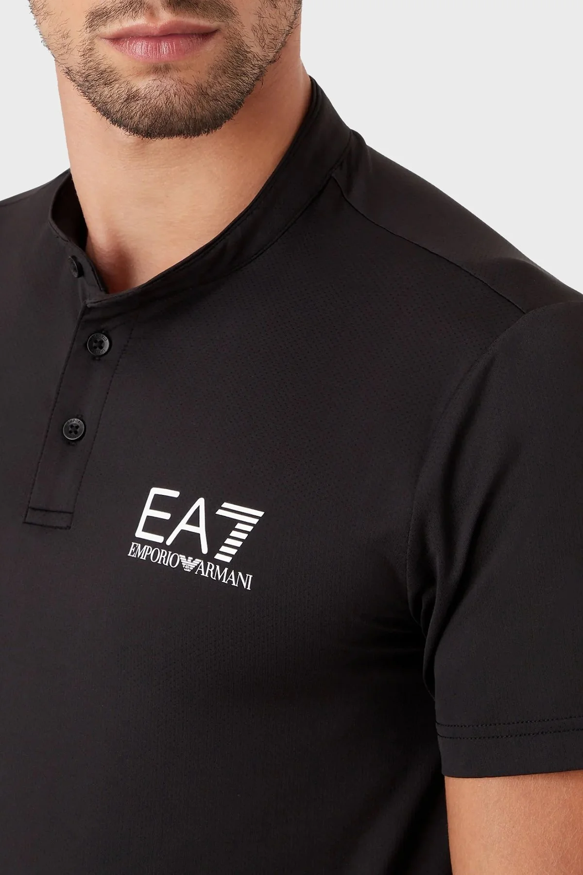 EA7 Regular Fit Düğmeli Sıfır Yaka Erkek T Shirt 8NPT21 PJEMZ 1200 SİYAH - 3