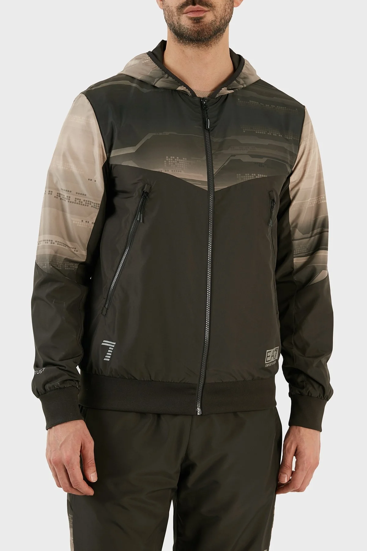 EA7 Regular Fit Fermuarlı Cepli Kapüşonlu Erkek Eşofman Takımı 3RPV04 PNP6Z 1997 KOYU KAHVE - 3