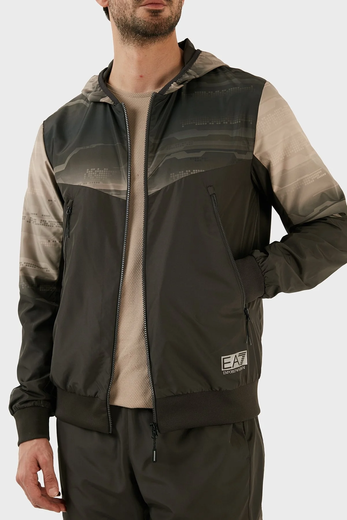 EA7 Regular Fit Fermuarlı Cepli Kapüşonlu Erkek Eşofman Takımı 3RPV04 PNP6Z 1997 KOYU KAHVE - 5