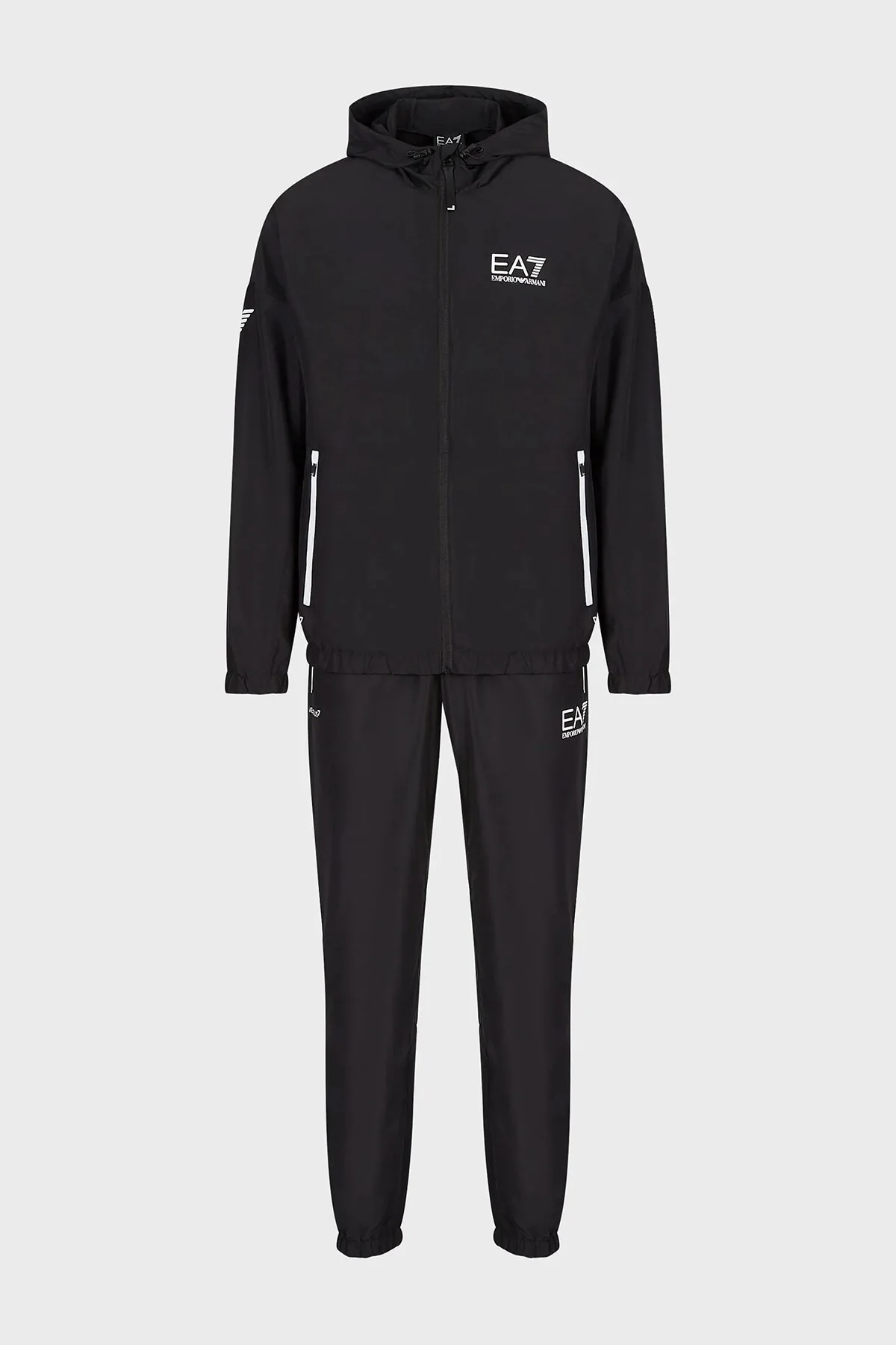 EA7 Regular Fit Fermuarlı Cepli Kapüşonlu Erkek Eşofman Takımı 8NPV08 PN4HZ 0200 SİYAH - 5