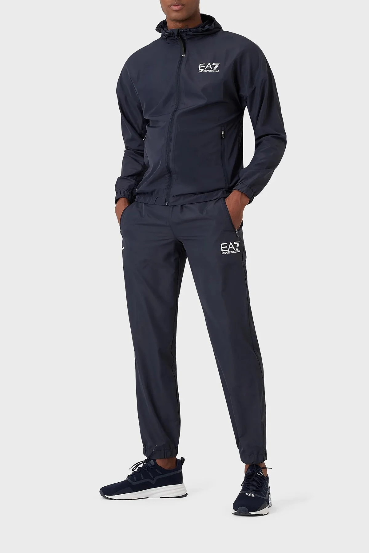 EA7 Regular Fit Fermuarlı Cepli Kapüşonlu Erkek Eşofman Takımı 8NPV08 PN4HZ 1554 LACİVERT - 1