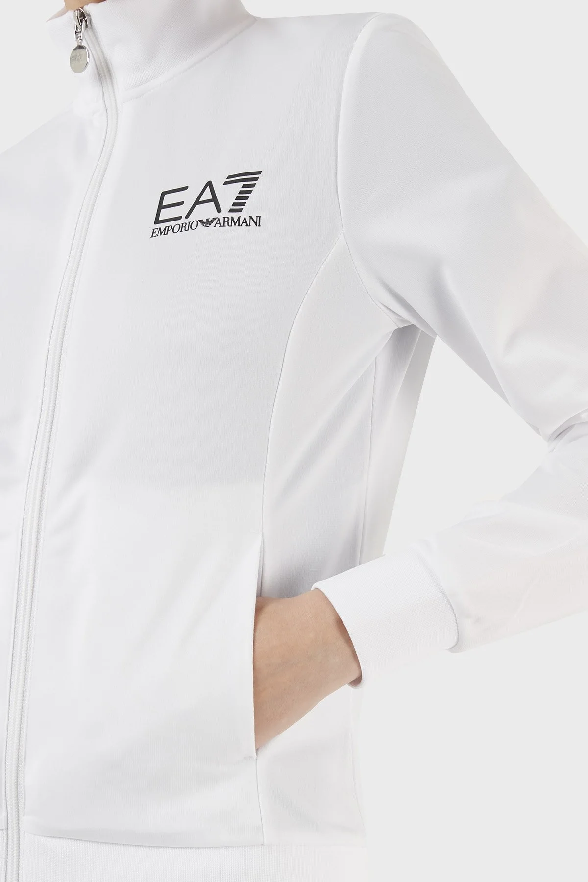 EA7 Regular Fit Fermuarlı Dik Yaka Bayan Eşofman Takımı 6LTV58 TJ26Z 22BA BEYAZ-SİYAH - 4