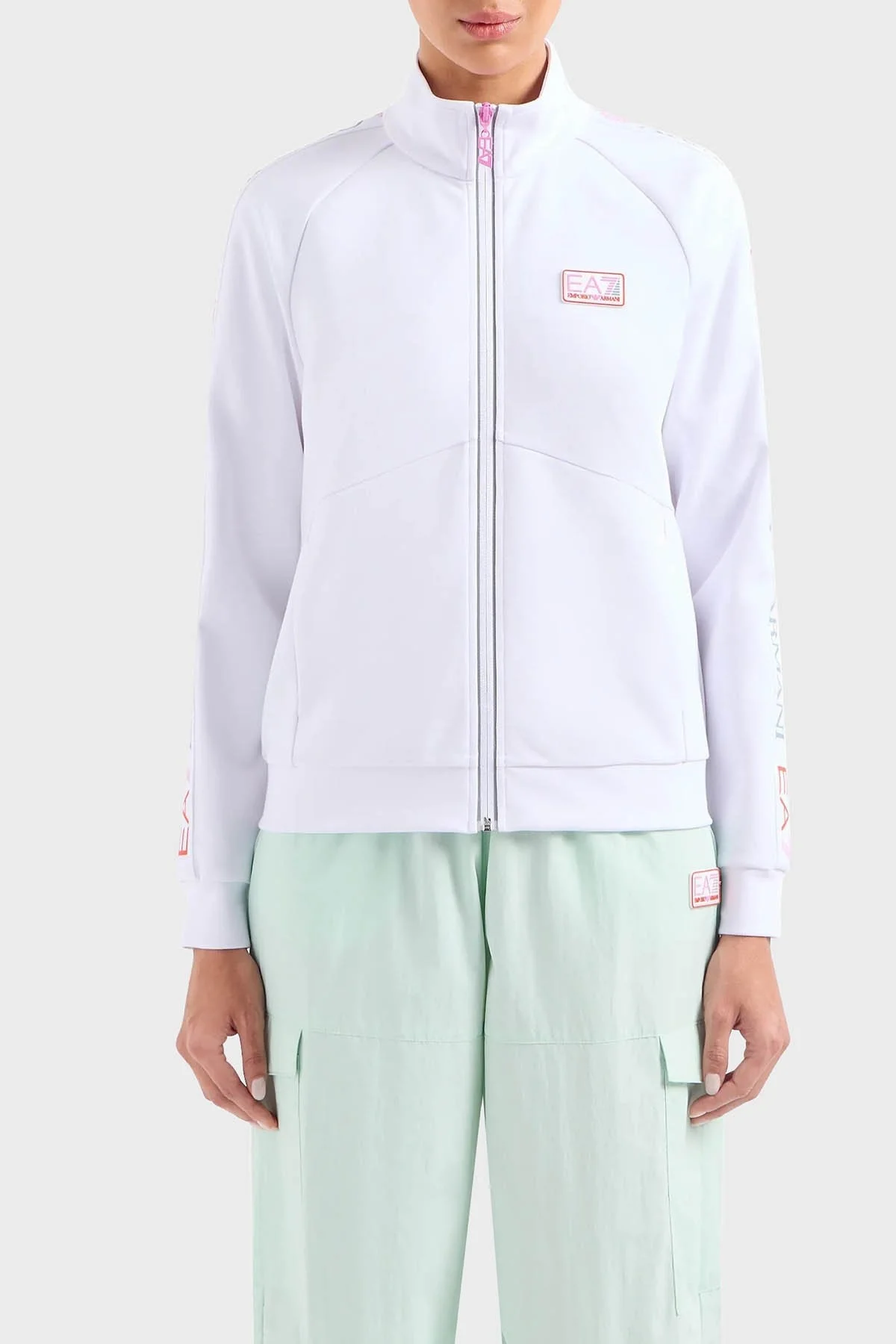 EA7 Regular Fit Fermuarlı Dik Yaka Bayan Sweat 3DTM17 TJKWZ 1100 BEYAZ - 1