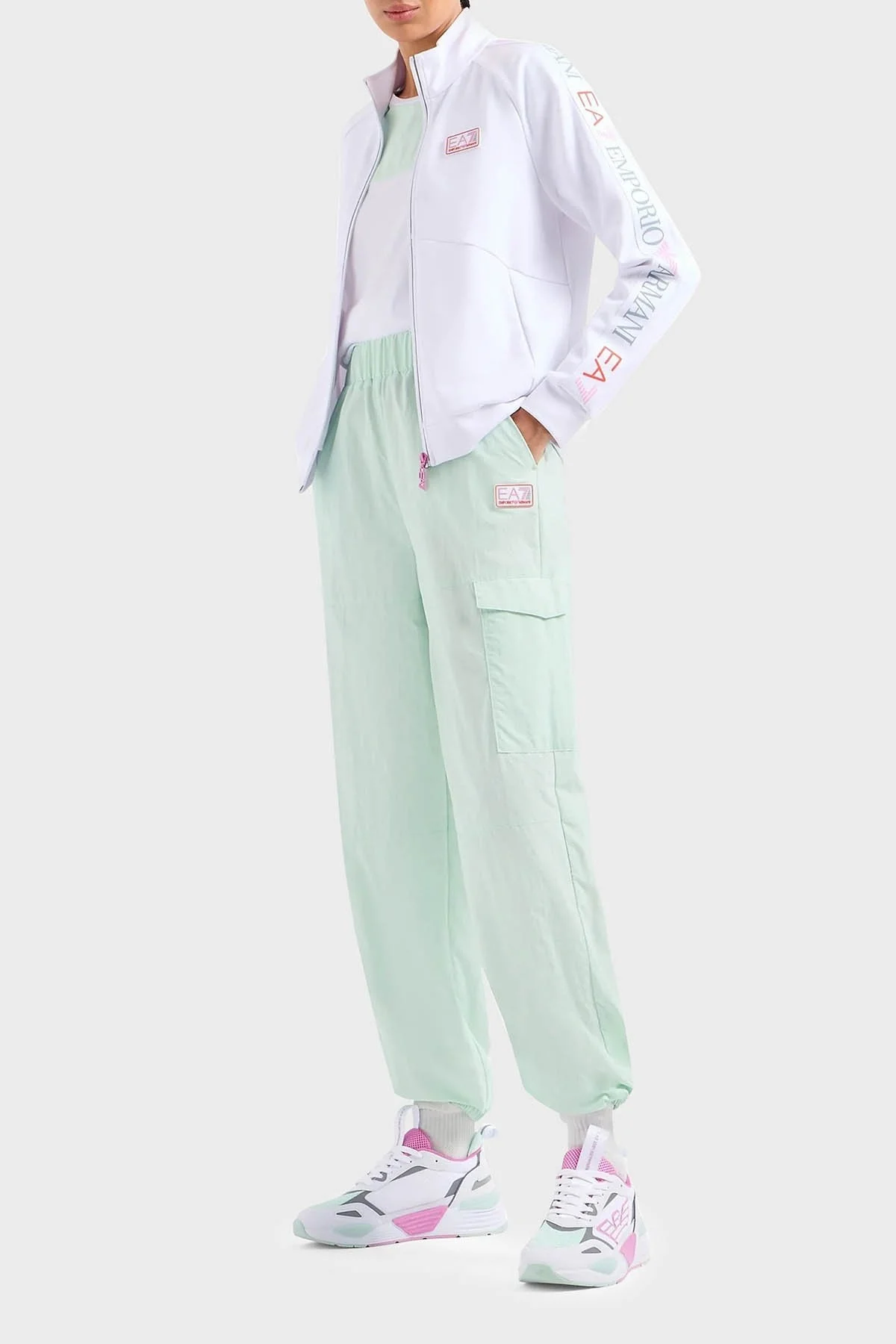EA7 Regular Fit Fermuarlı Dik Yaka Bayan Sweat 3DTM17 TJKWZ 1100 BEYAZ - 3
