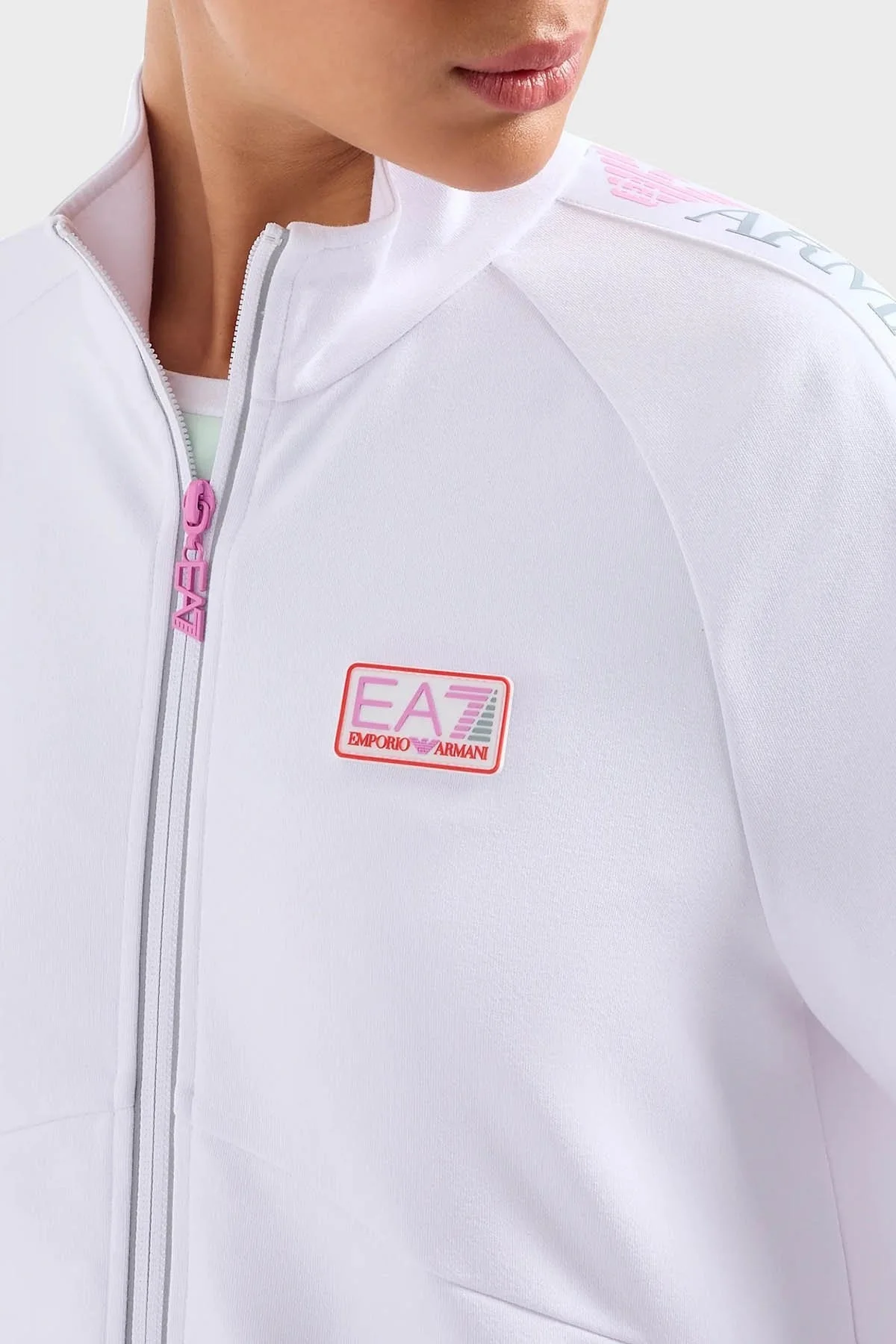 EA7 Regular Fit Fermuarlı Dik Yaka Bayan Sweat 3DTM17 TJKWZ 1100 BEYAZ - 4