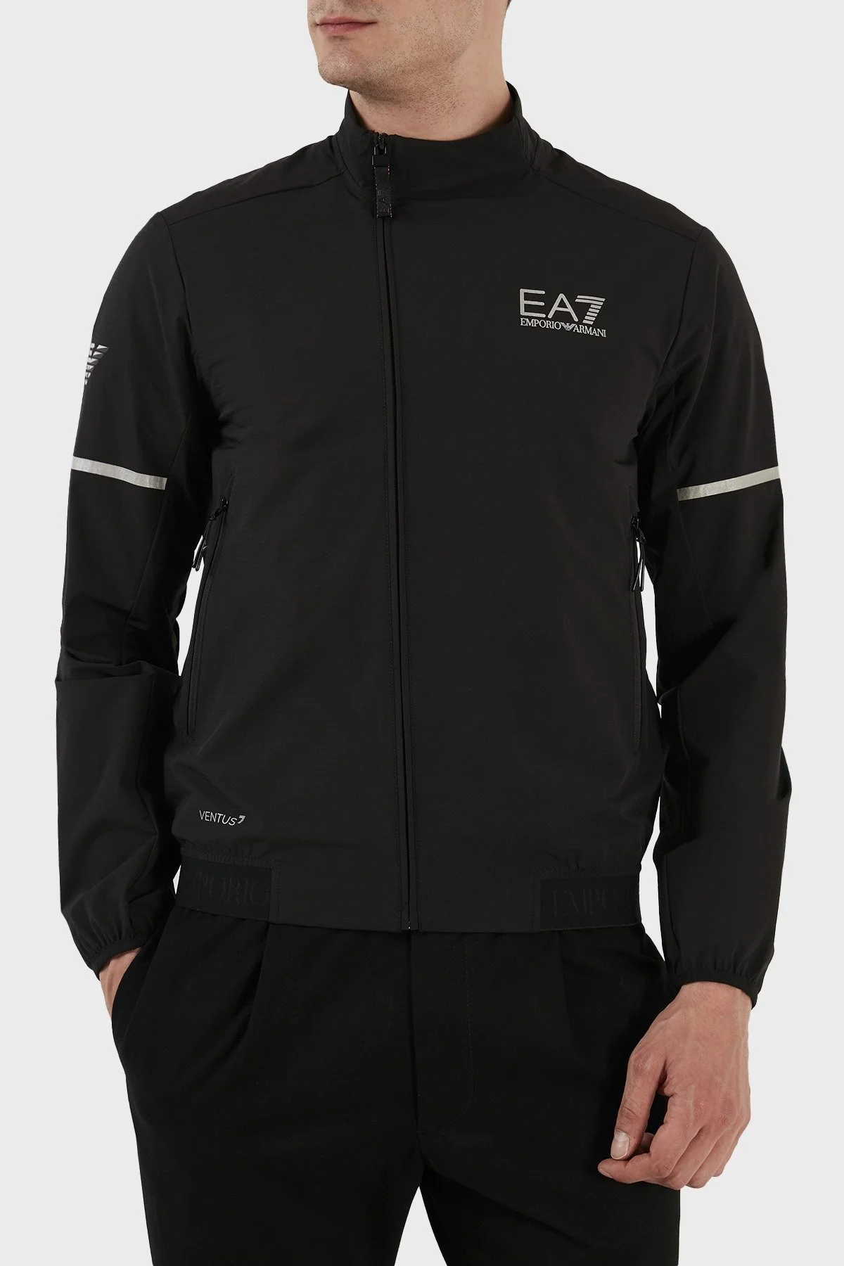 EA7 Regular Fit Fermuarlı Dik Yaka Mevsimlik Spor Erkek Ceket 3RPB13 PNCRZ 1200 SİYAH - 1
